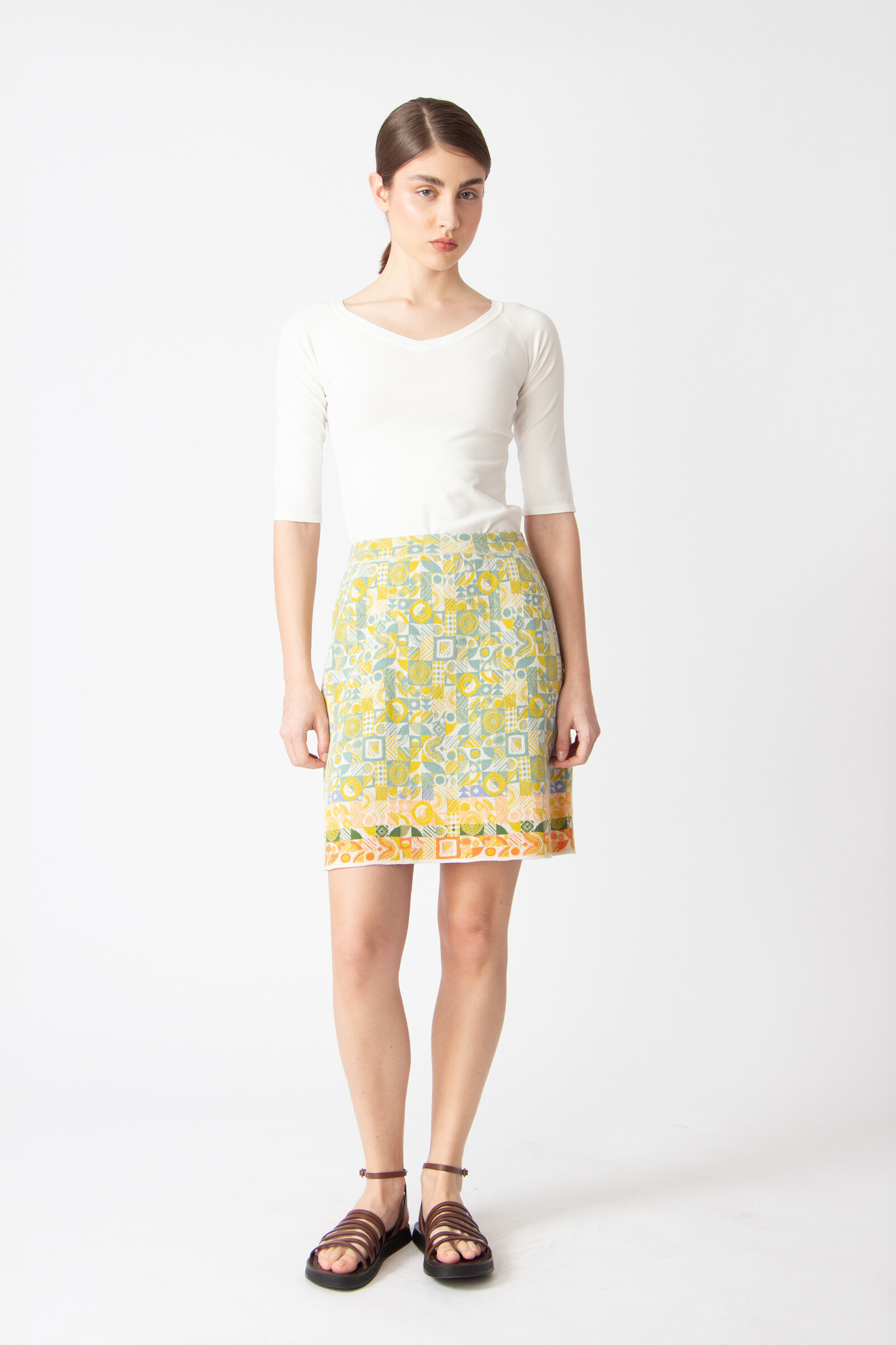 IVKO  Woman IVKO - Skirt Mix & Match Pattern White