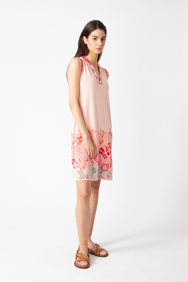 IVKO - Sleeveless Dress Floral Pattern Light Pink