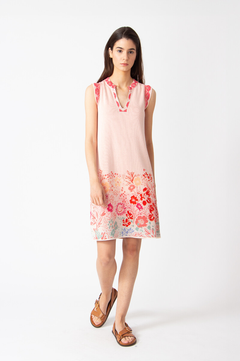 IVKO - Sleeveless Dress Floral Pattern Light Pink
