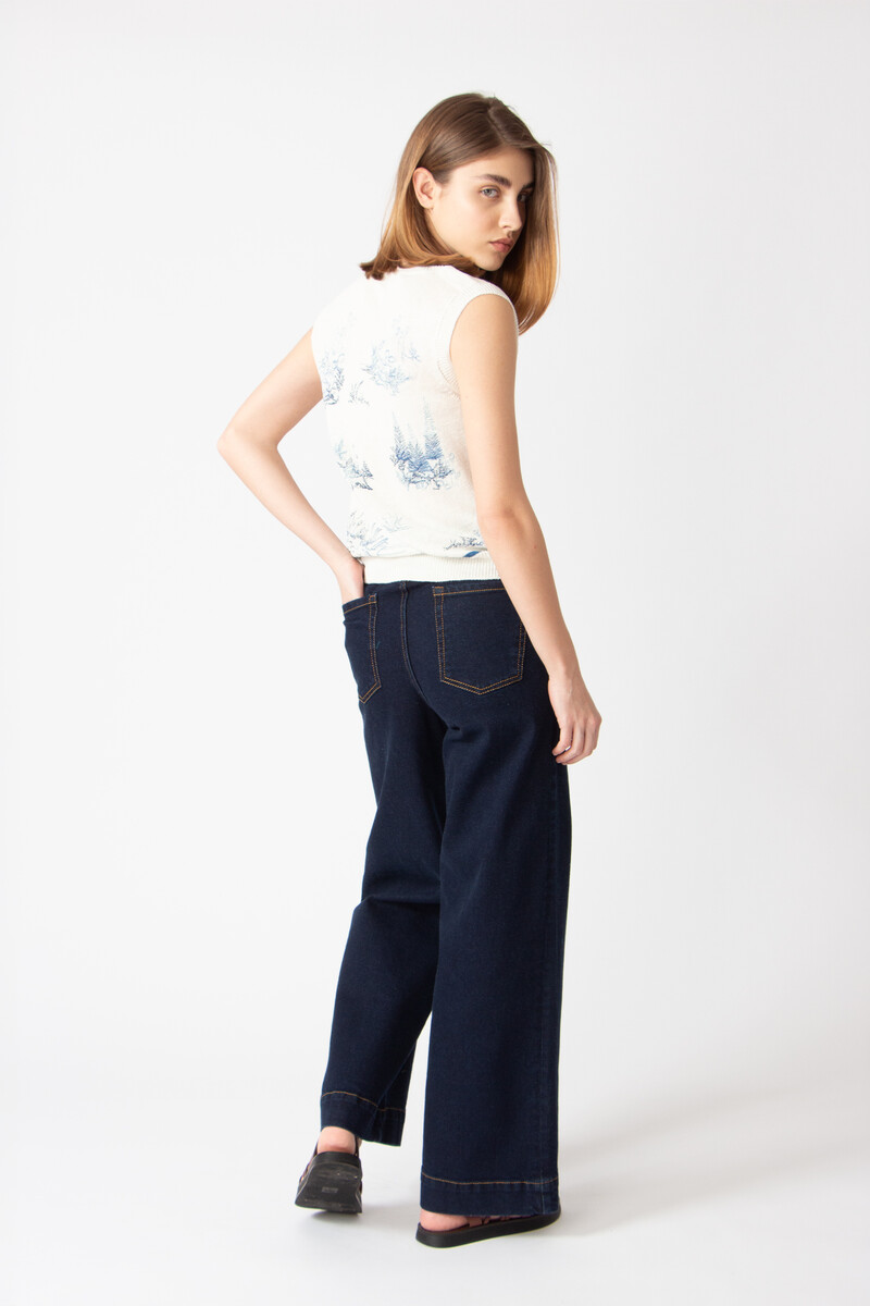 IVKO - Sleeveless Pullover with Embroidery Garden Nostalgic Pattern China Blue