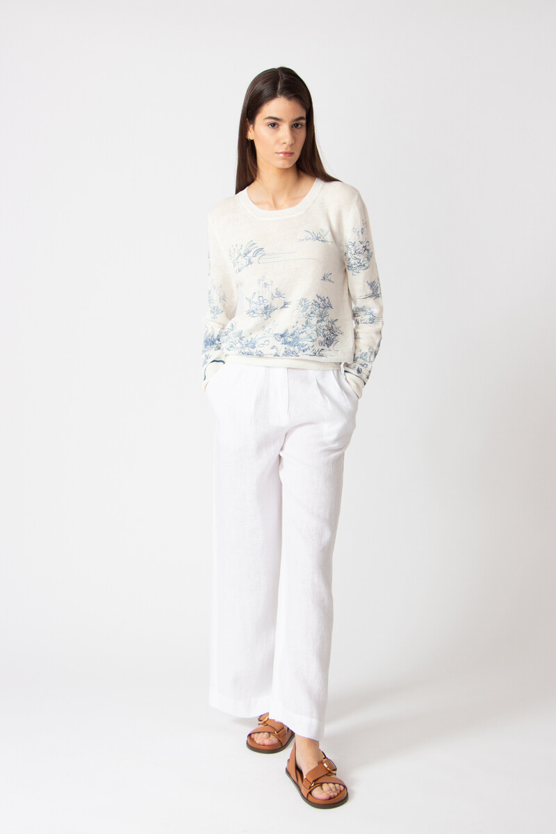 IVKO - Pullover with Embroidery Garden Nostalgic Pattern China Blue