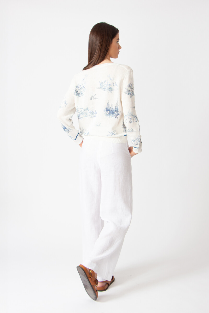 IVKO - Pullover with Embroidery Garden Nostalgic Pattern China Blue