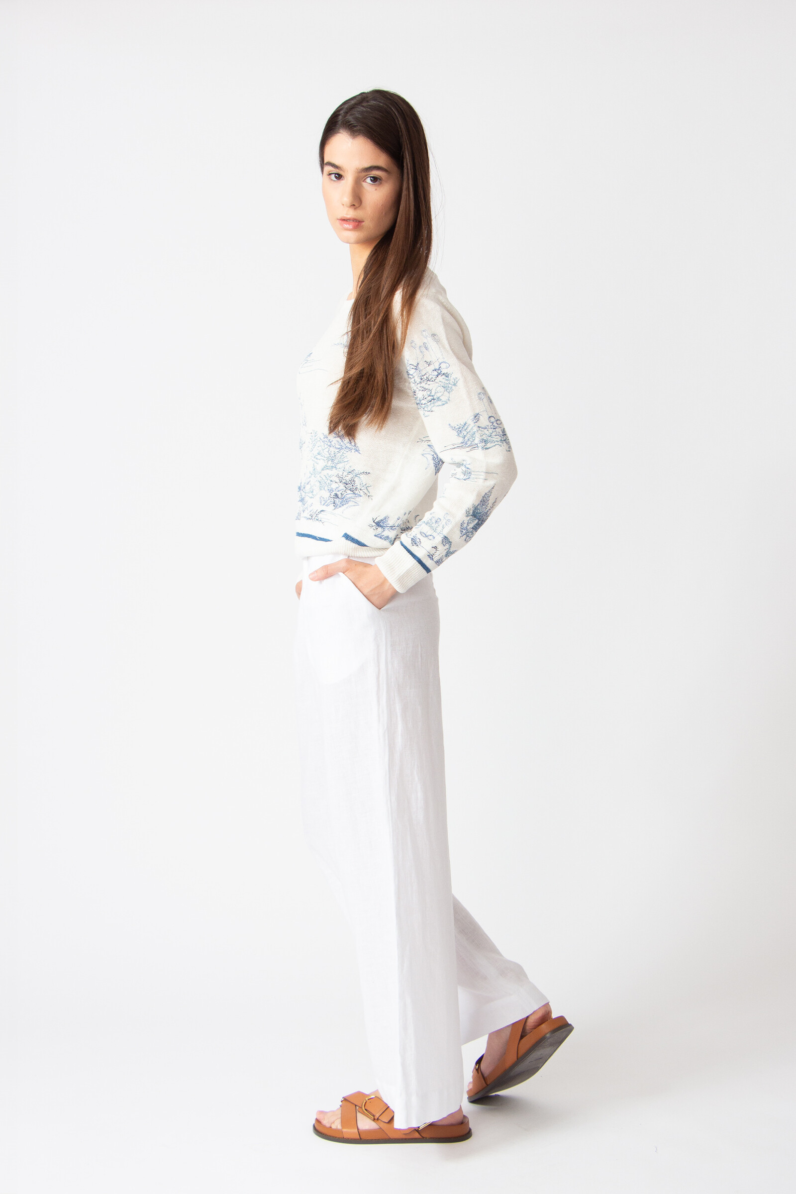 IVKO  Woman IVKO - Pullover with Embroidery Garden Nostalgic Pattern China Blue