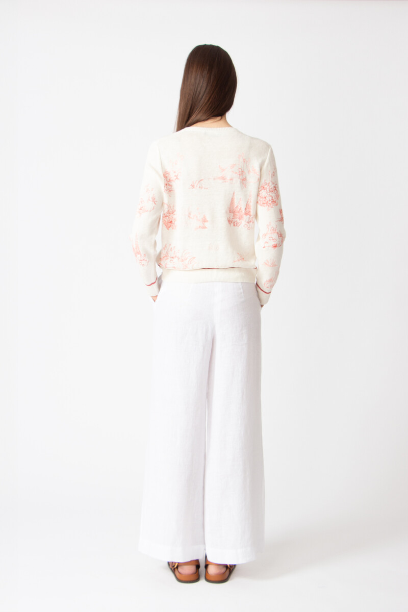 IVKO - Pullover with Embroidery Garden Nostalgic Pattern Coral