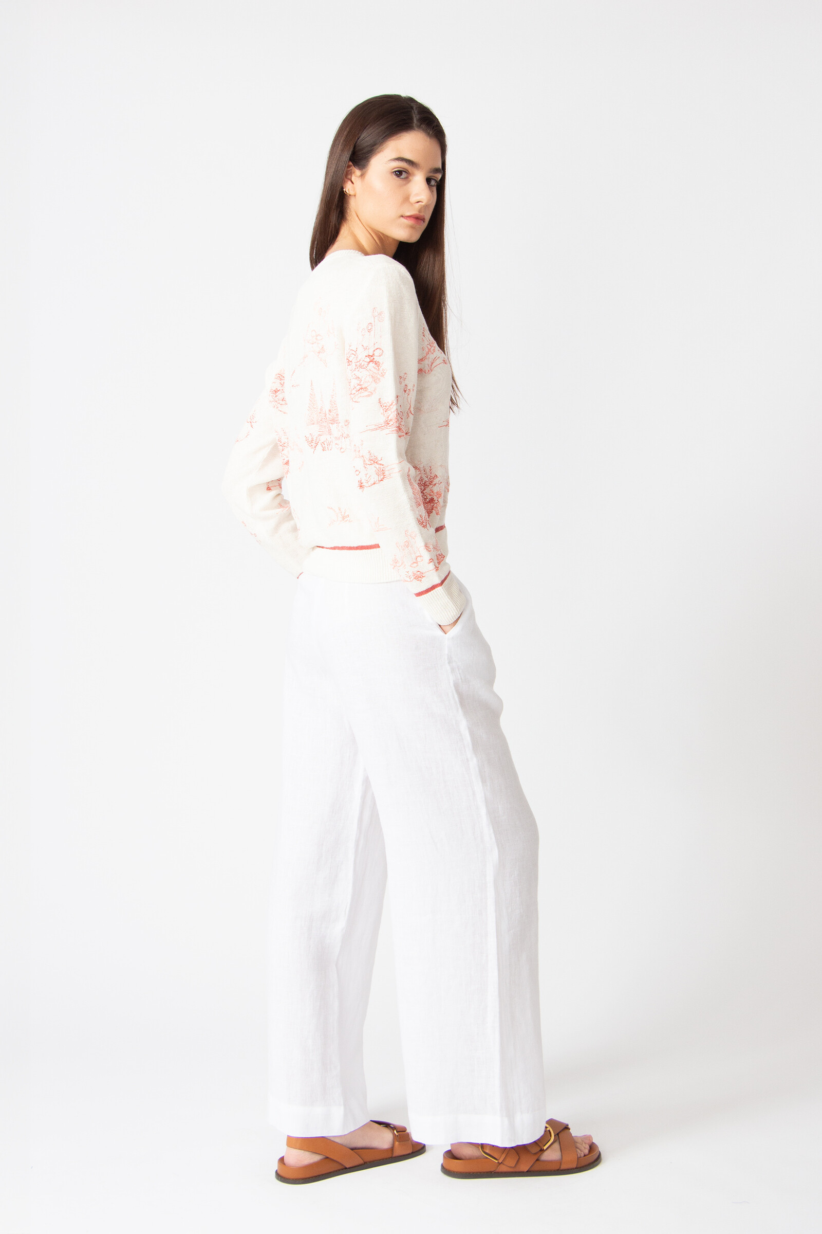 IVKO  Woman IVKO - Pullover with Embroidery Garden Nostalgic Pattern Coral