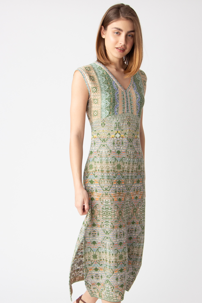 IVKO - Sleeveless Dress Morocco Pattern Pastel Green