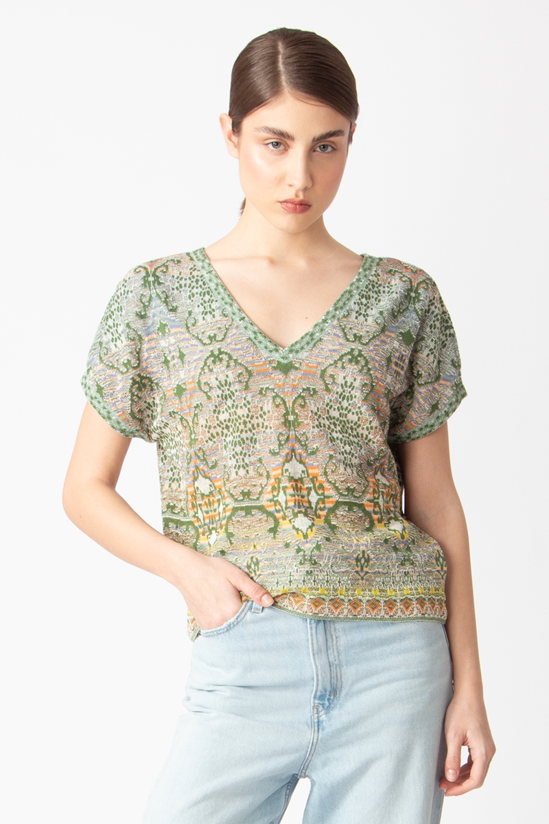 IVKO - V-Neck Pullover Morocco Pattern Pastel Green