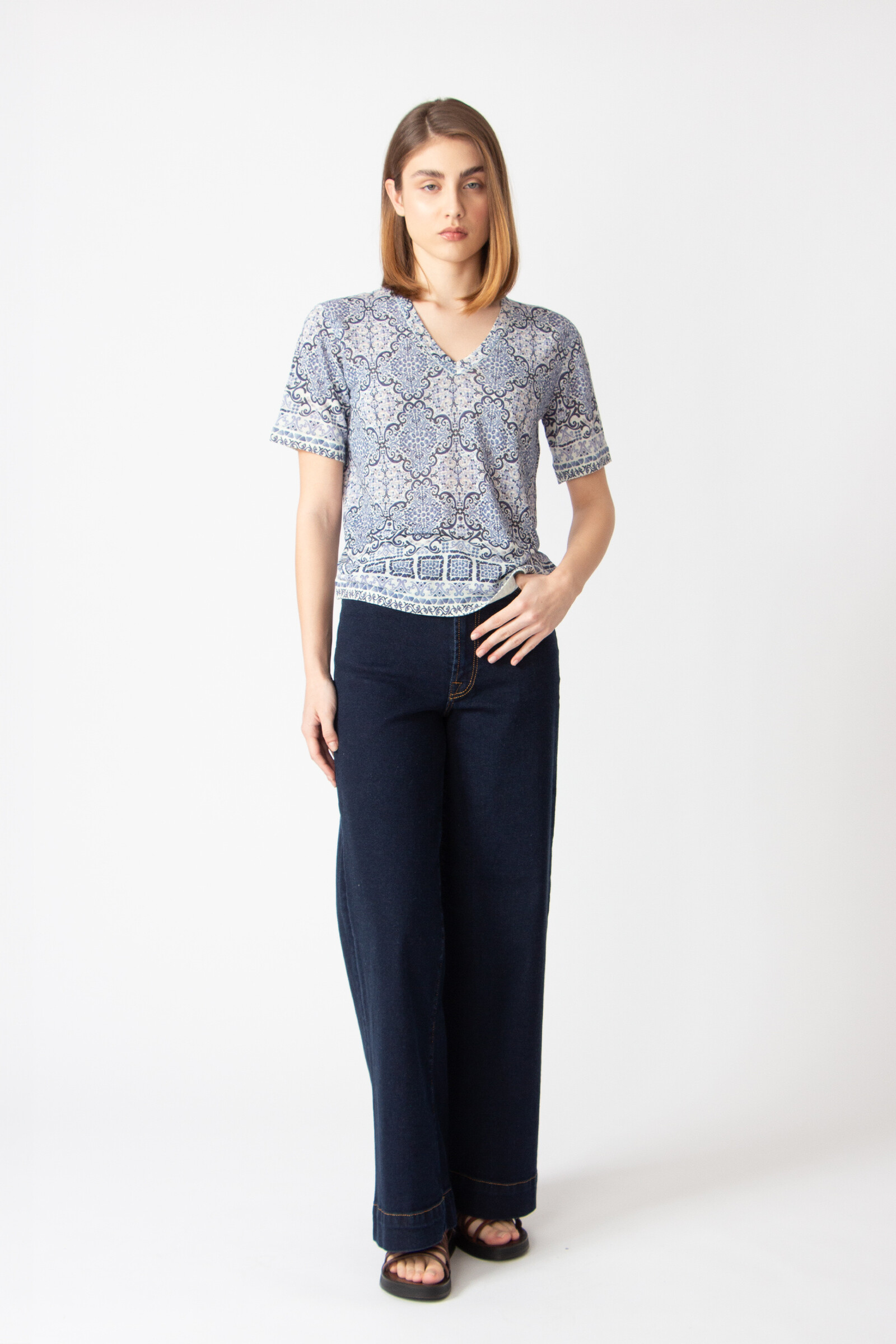 IVKO  Woman IVKO - Printed Pullover Morocco Pattern China Blue