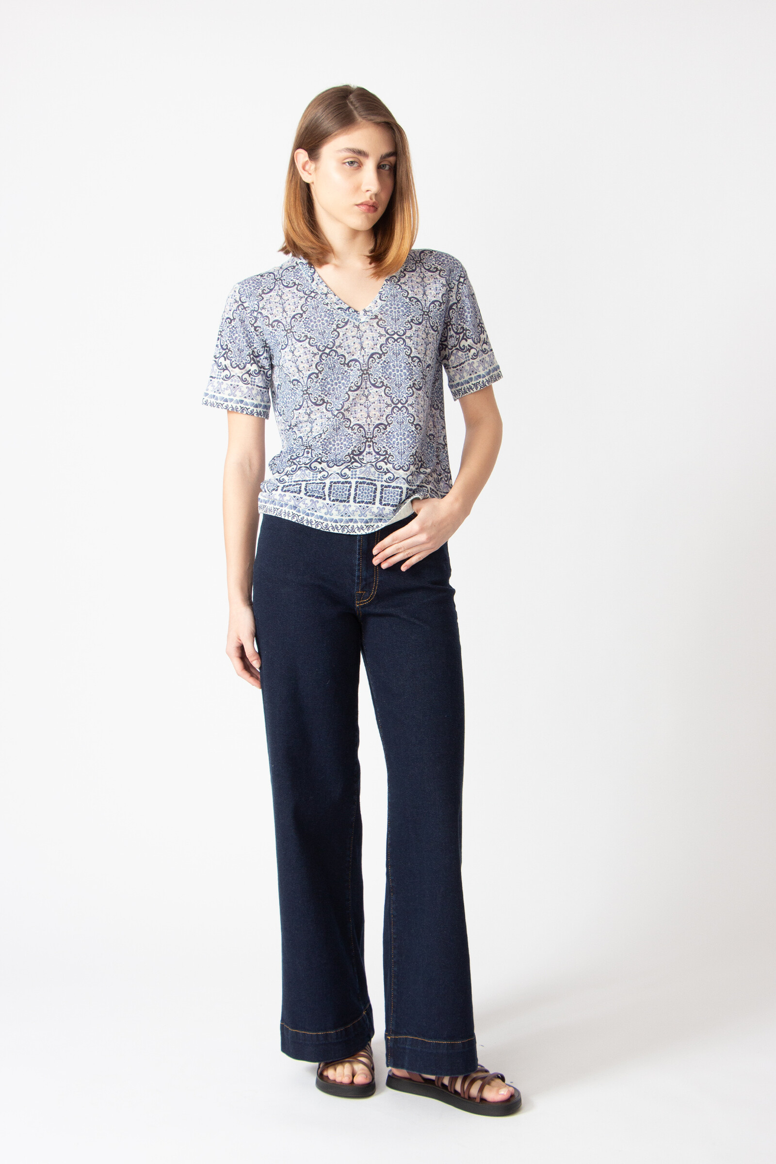 IVKO  Woman IVKO - Printed Pullover Morocco Pattern China Blue