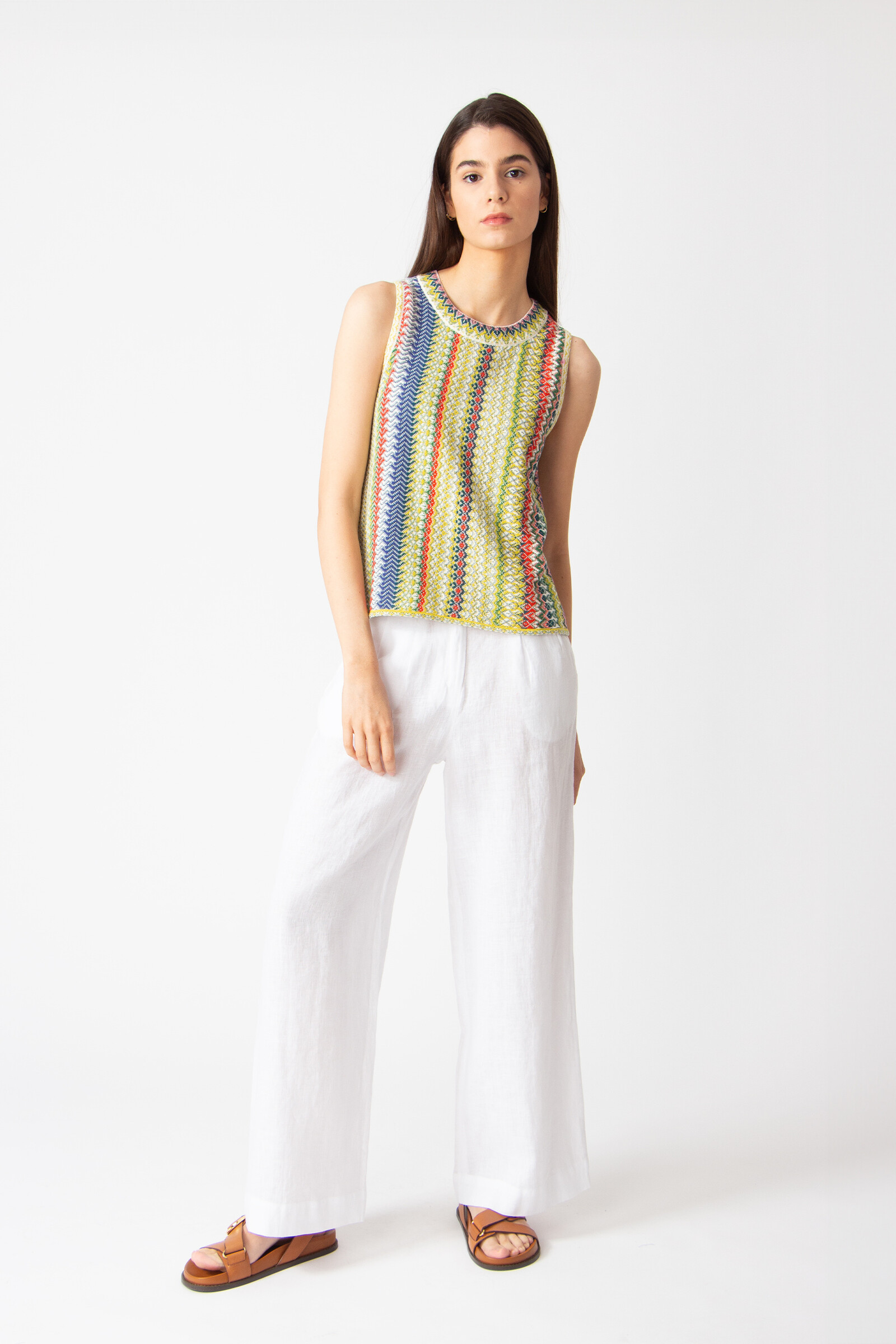 IVKO  Woman IVKO - Sleeveless Pullover Retro Crochet Pattern Yellow