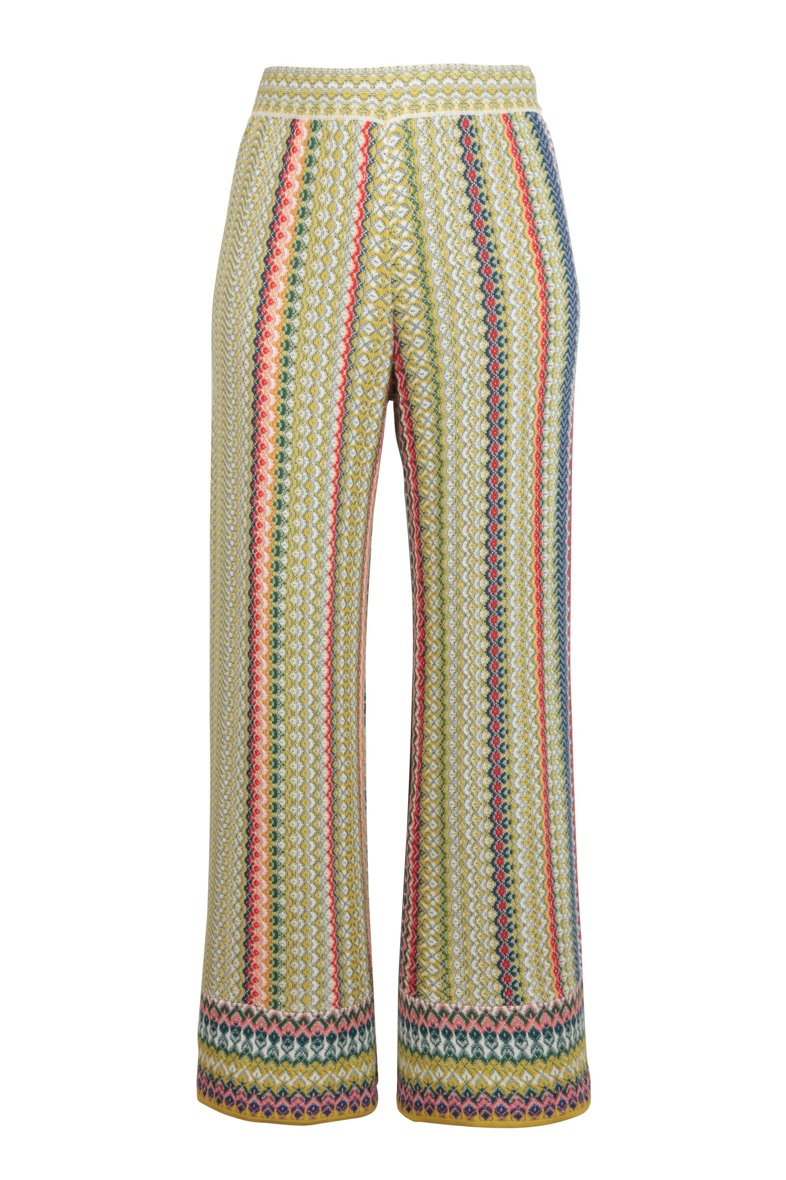 IVKO  Woman IVKO - Knitted Pants Retro Crochet Pattern Yellow