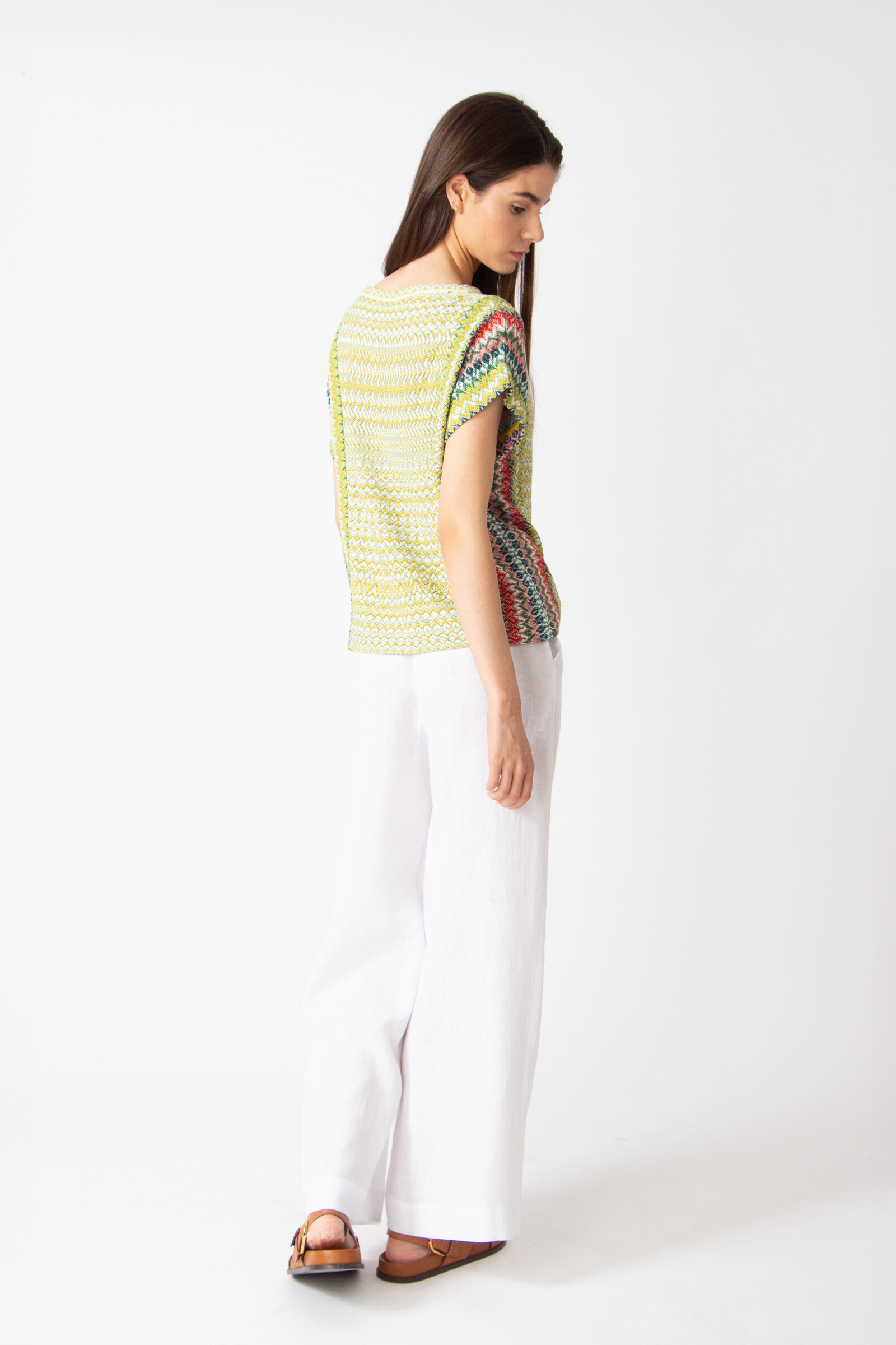 IVKO  Woman IVKO - Pullover O-Neck Retro Crochet Pattern Yellow