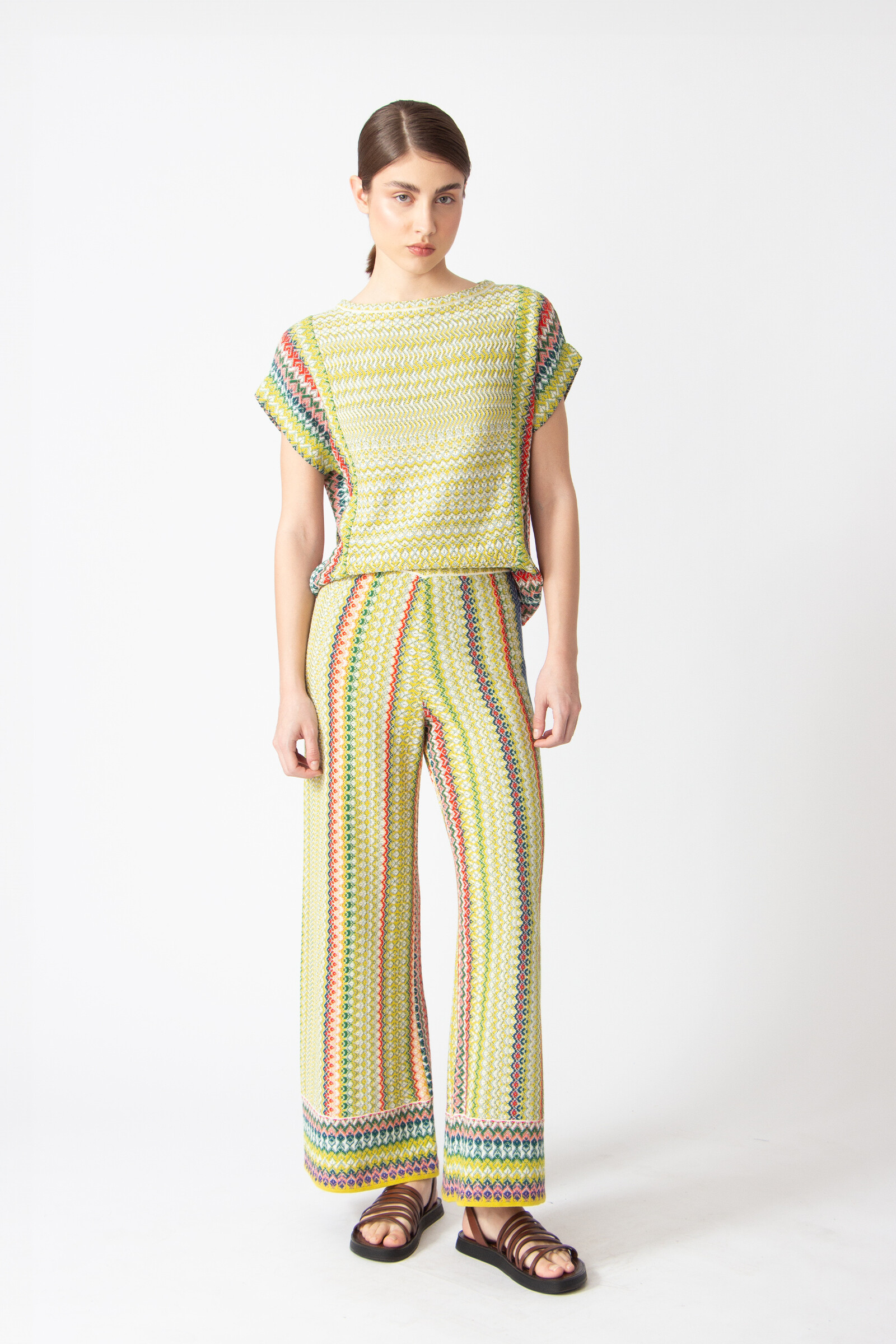 IVKO  Woman IVKO - Pullover O-Neck Retro Crochet Pattern Yellow