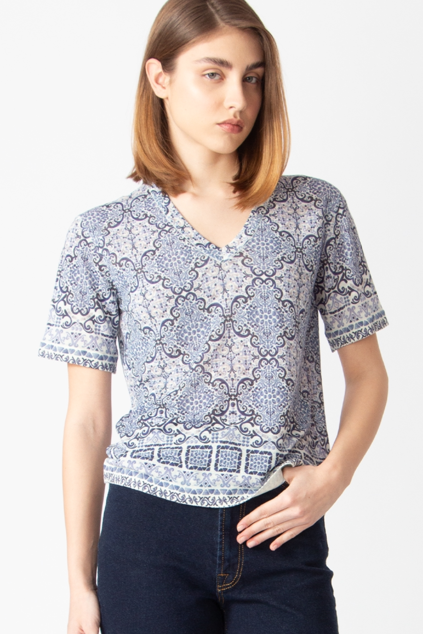 IVKO  Woman IVKO - Printed Pullover Morocco Pattern China Blue
