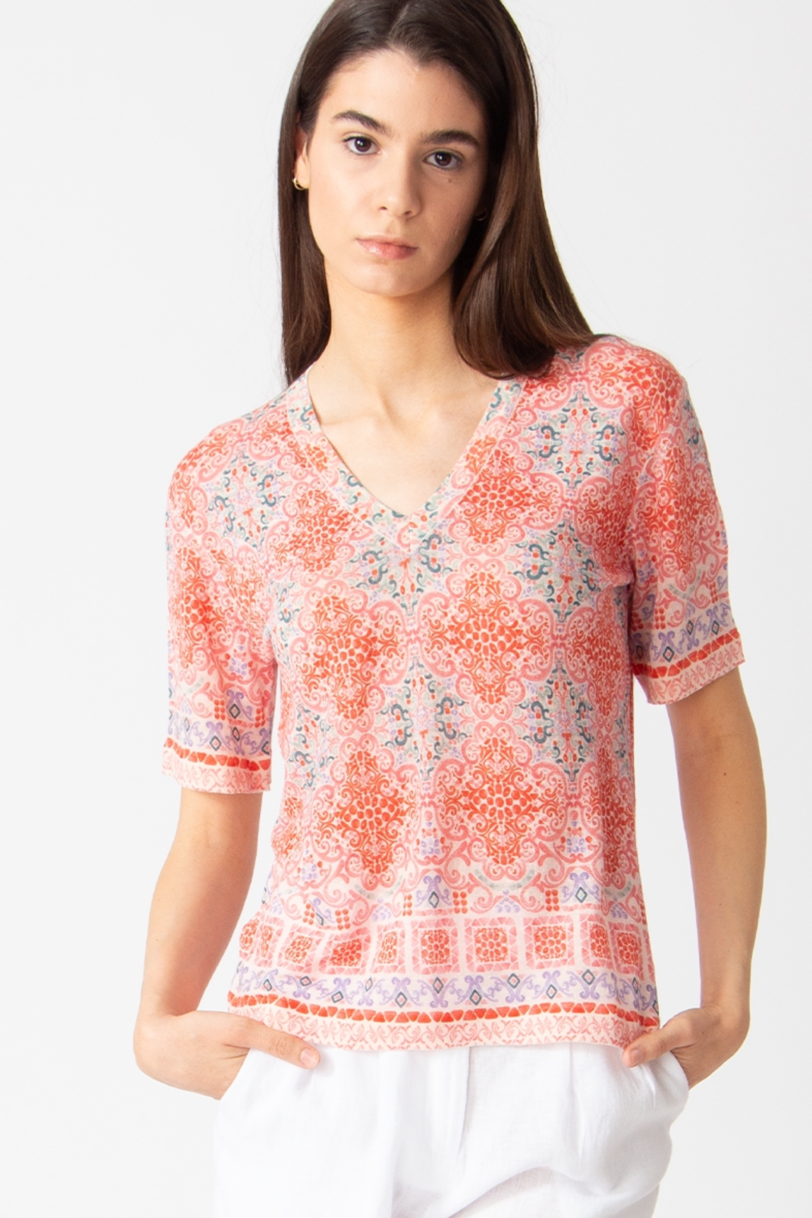 IVKO  Woman IVKO - Printed Pullover Morocco Pattern Coral