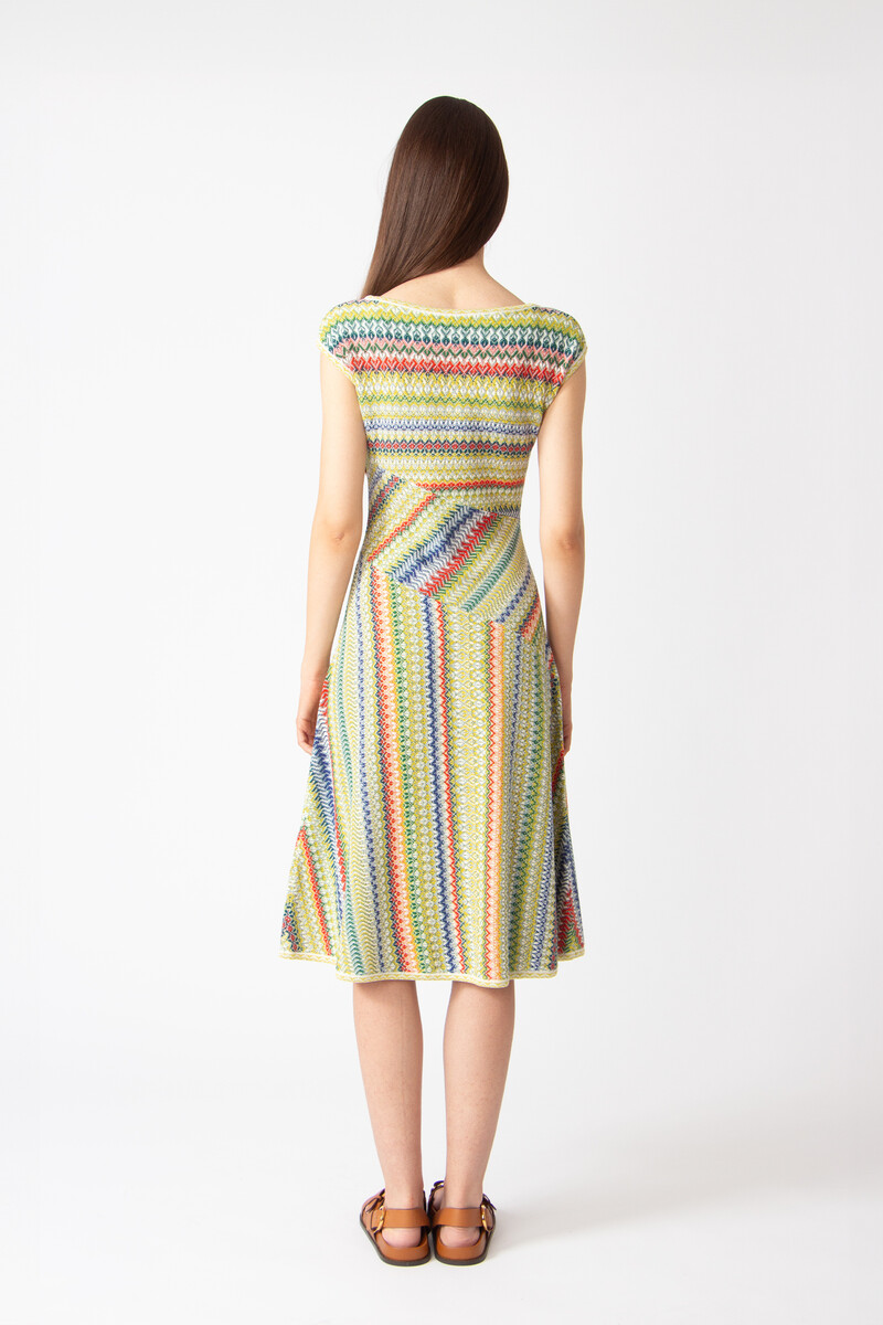 IVKO - Sleeveless Dress Retro Crochet Pattern Yellow