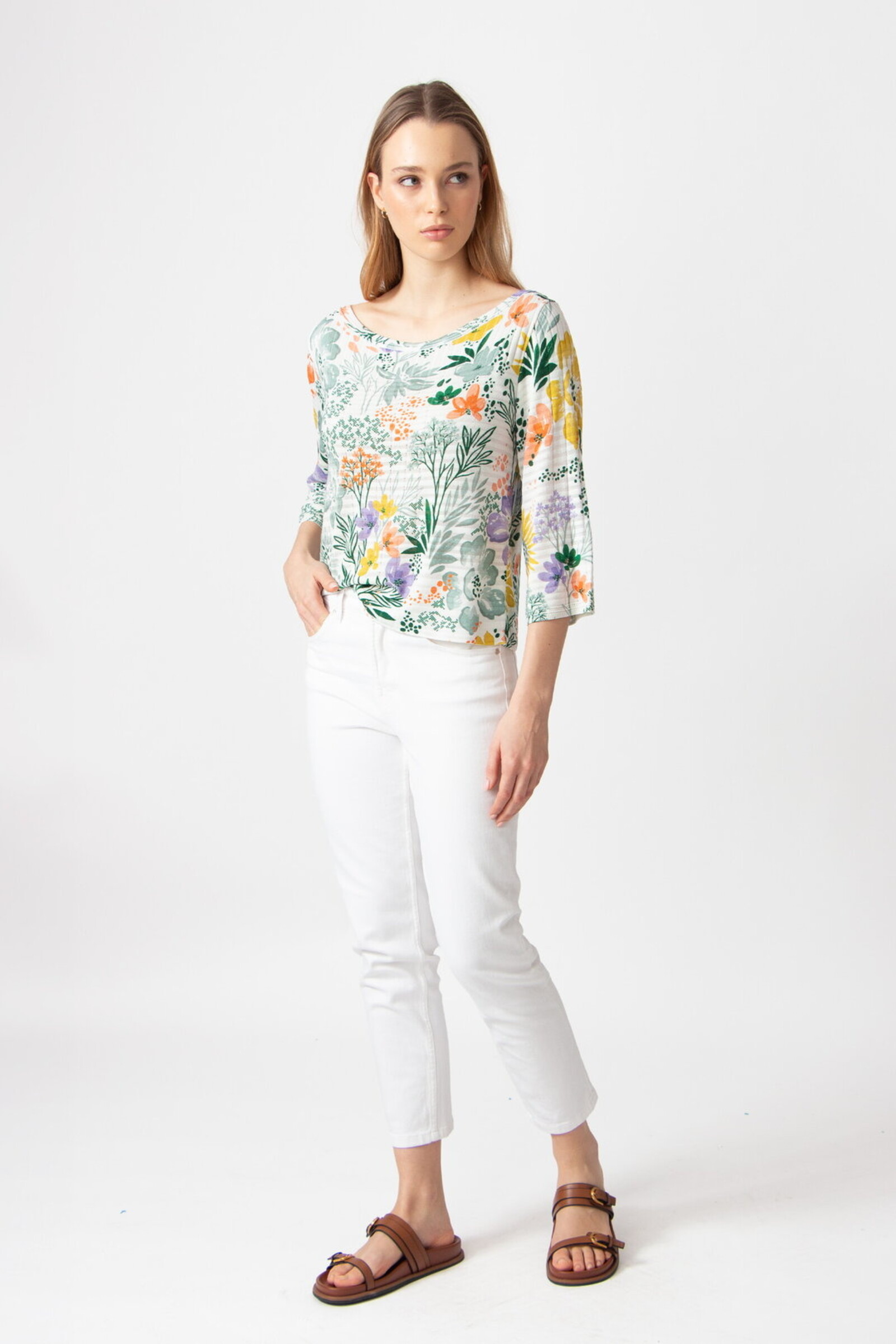 IVKO  Woman IVKO - Boat Neck Pullover Floral Print White