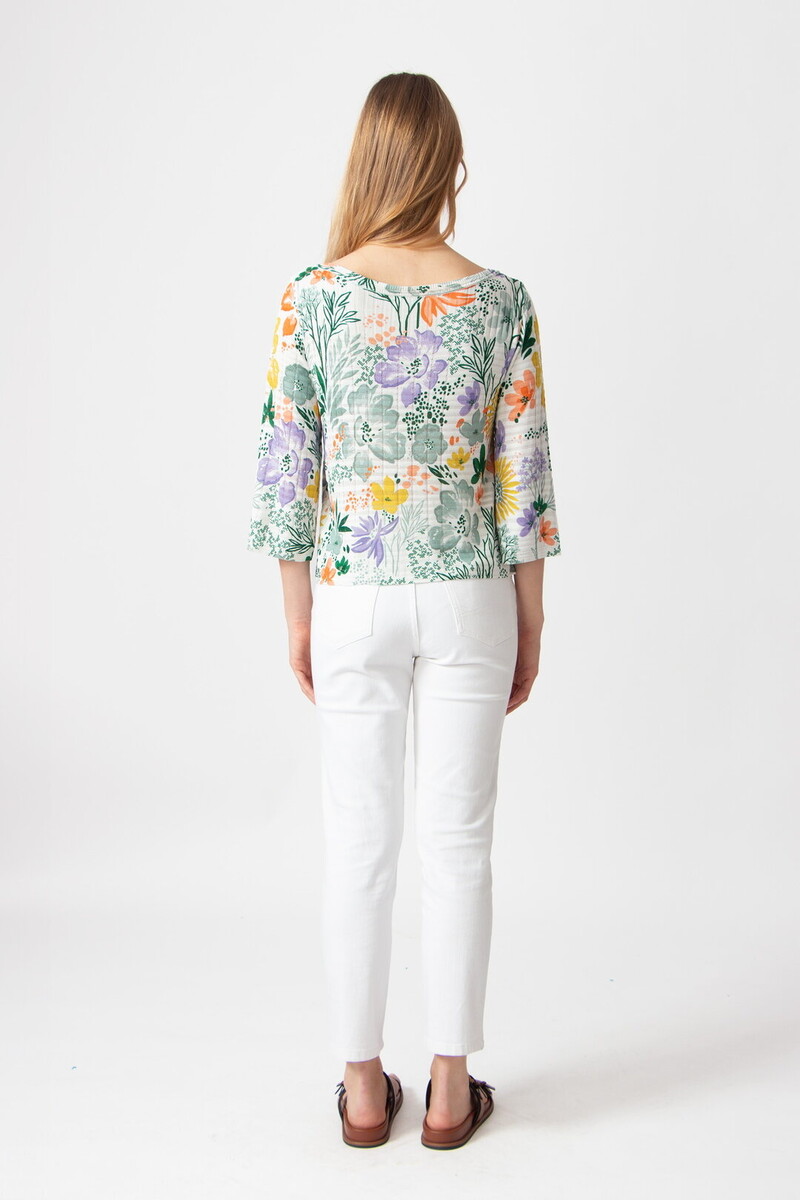 IVKO - Boat Neck Pullover Floral Print White