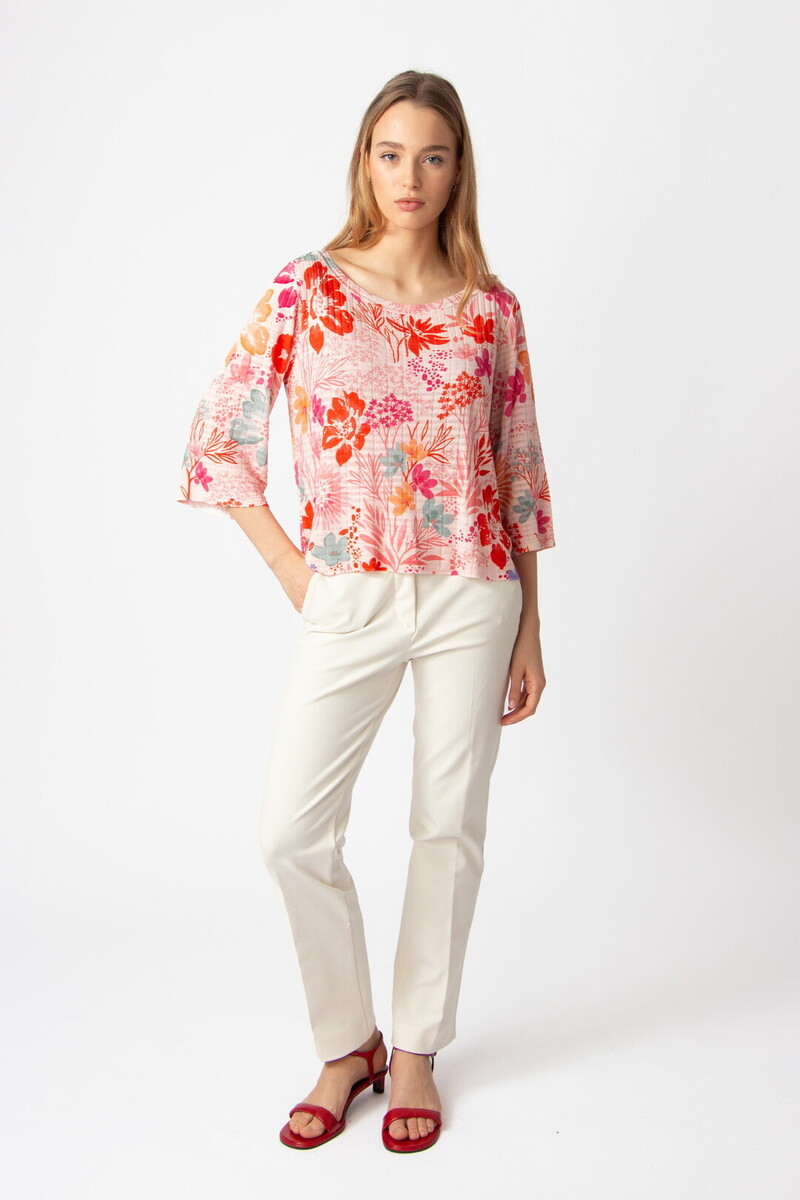IVKO - Boat Neck Pullover Floral Print Light Pink
