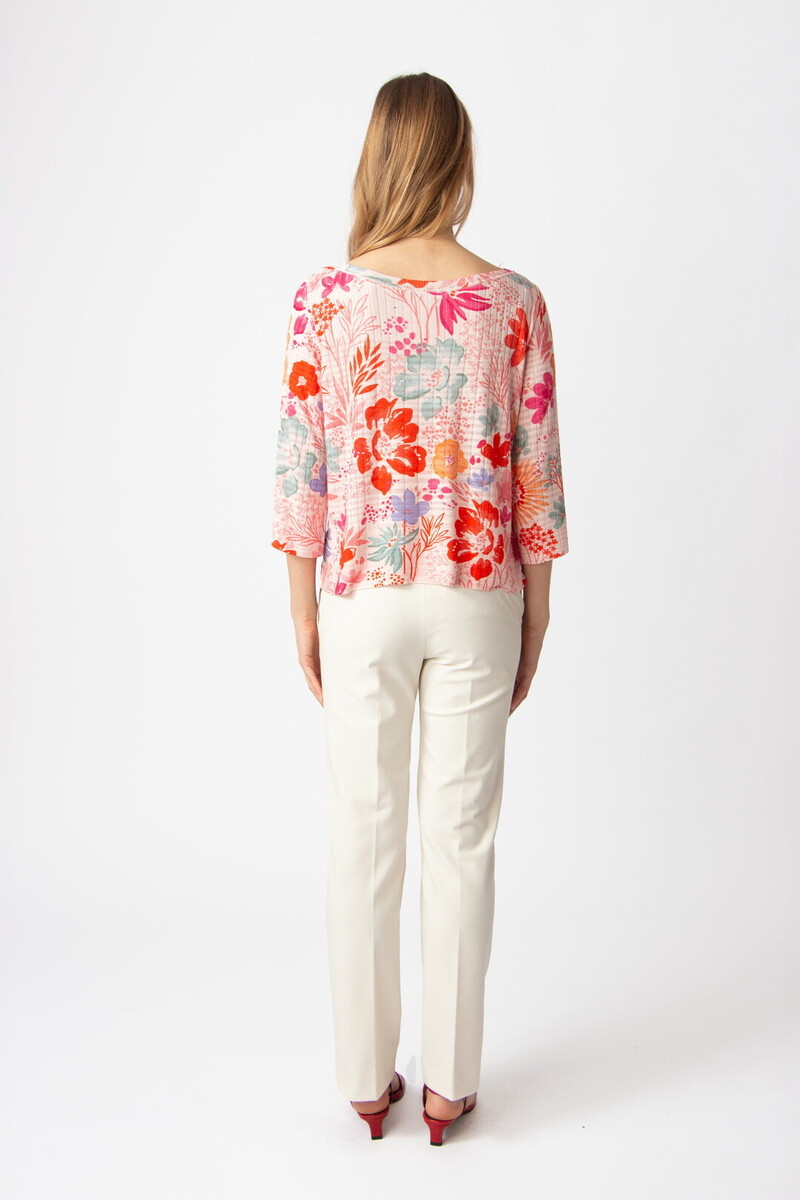 IVKO - Boat Neck Pullover Floral Print Light Pink