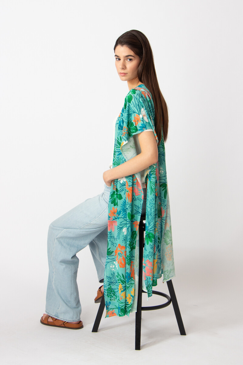 IVKO - Printed Scarf Floral Print Aqua