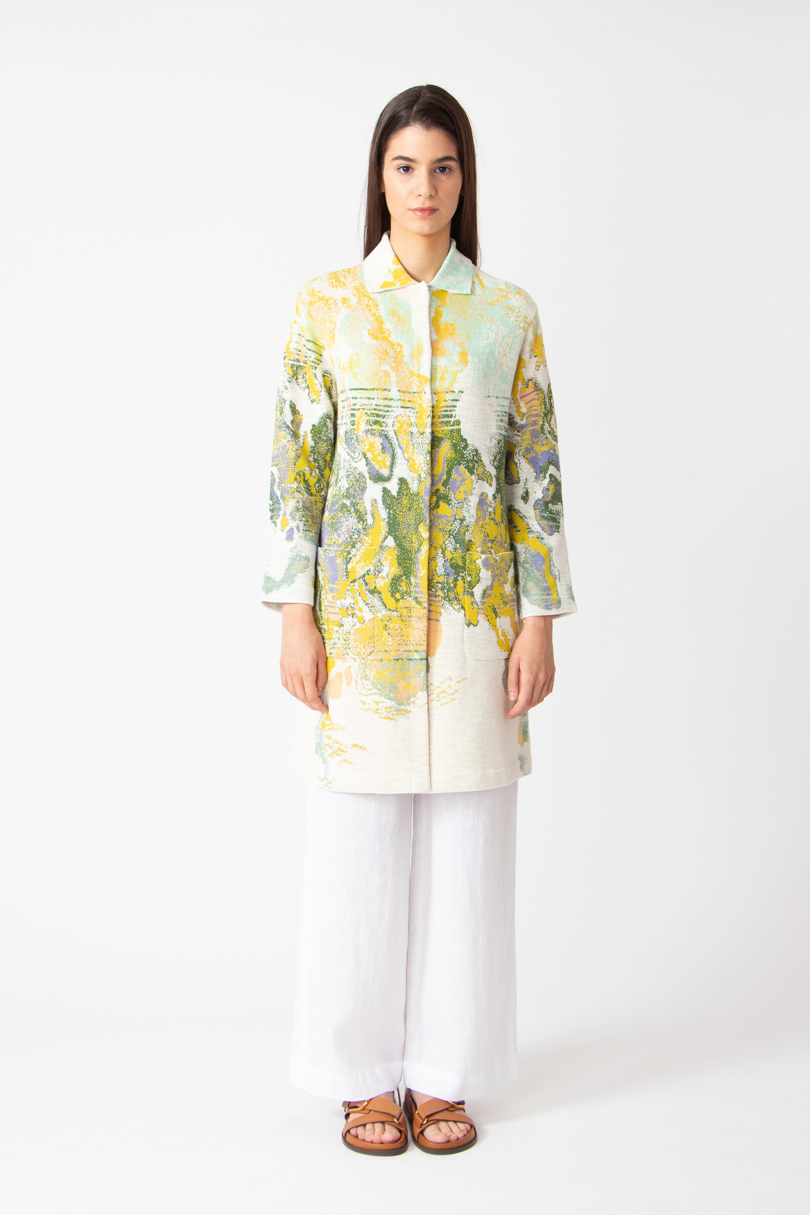 IVKO  Woman IVKO - Jacquard Coat Terrain Pattern White