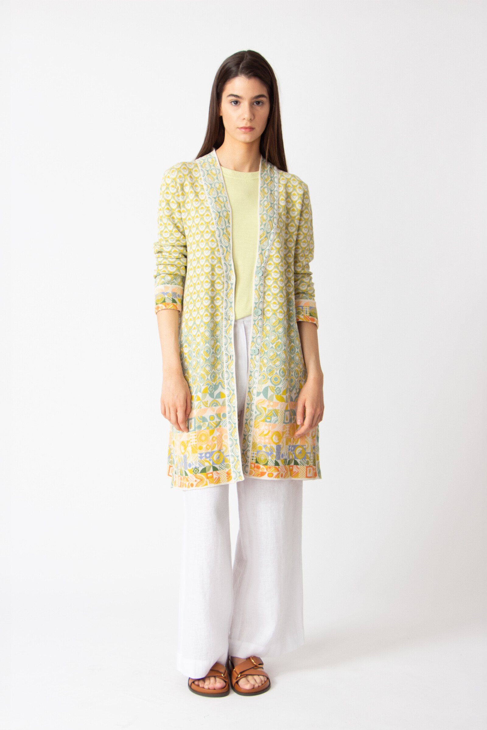IVKO  Woman IVKO - Jacquard Coatigan Mix & Match Pattern White