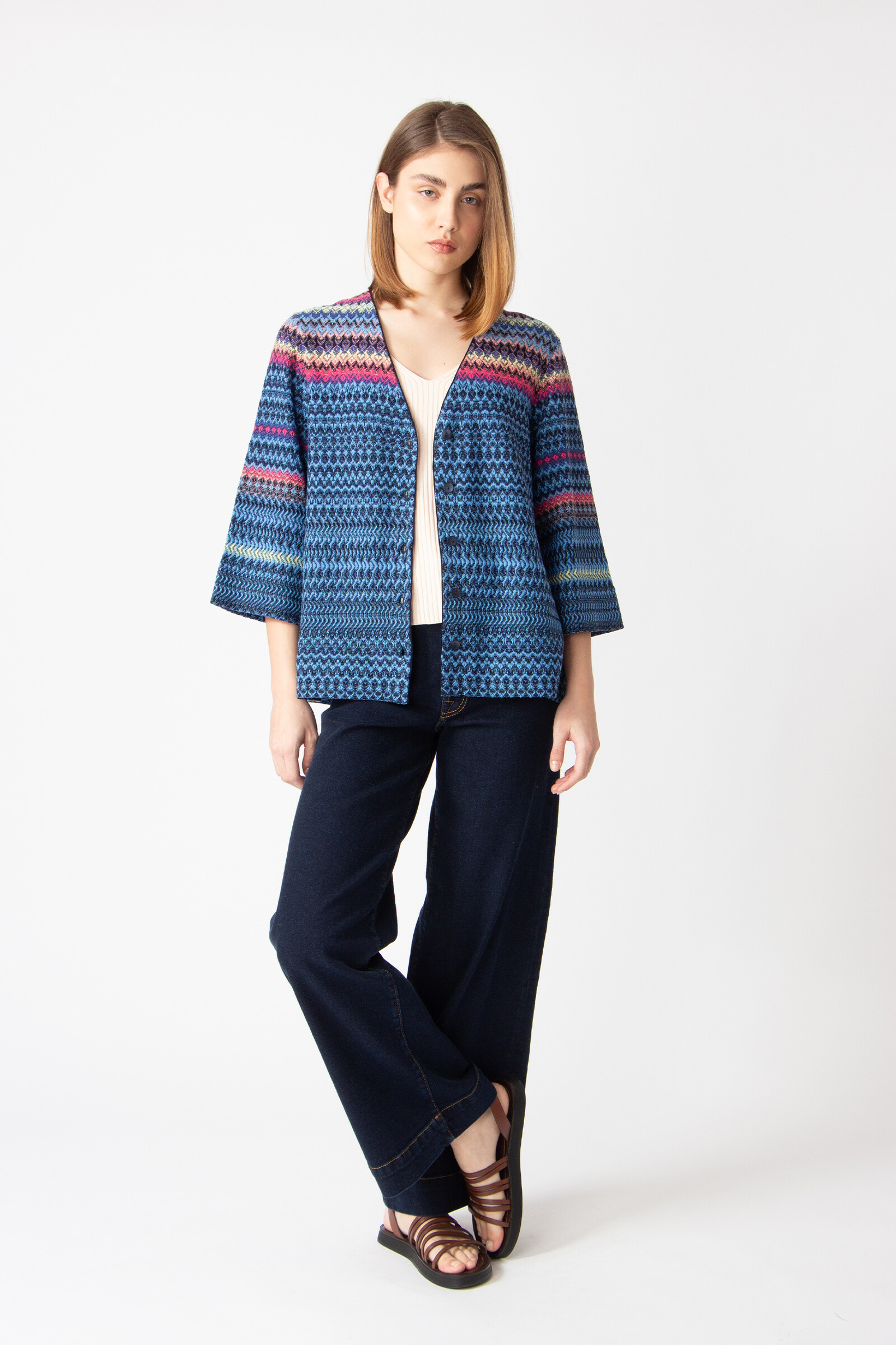 IVKO  Woman IVKO - Cardigan Retro Crochet Pattern Marine