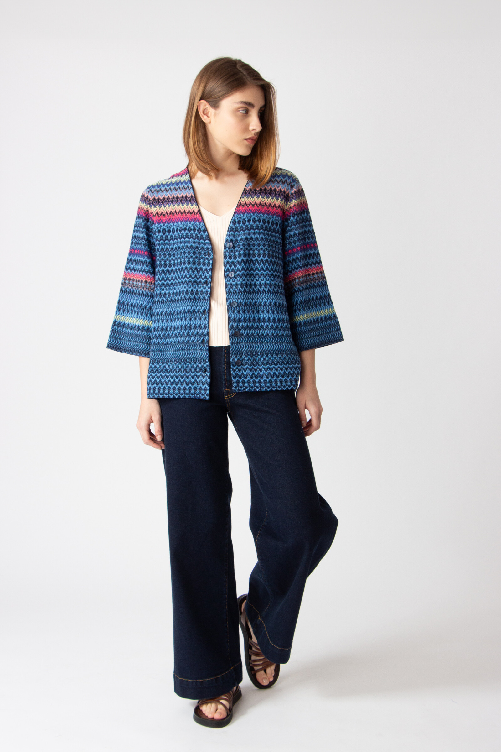 IVKO  Woman IVKO - Cardigan Retro Crochet Pattern Marine