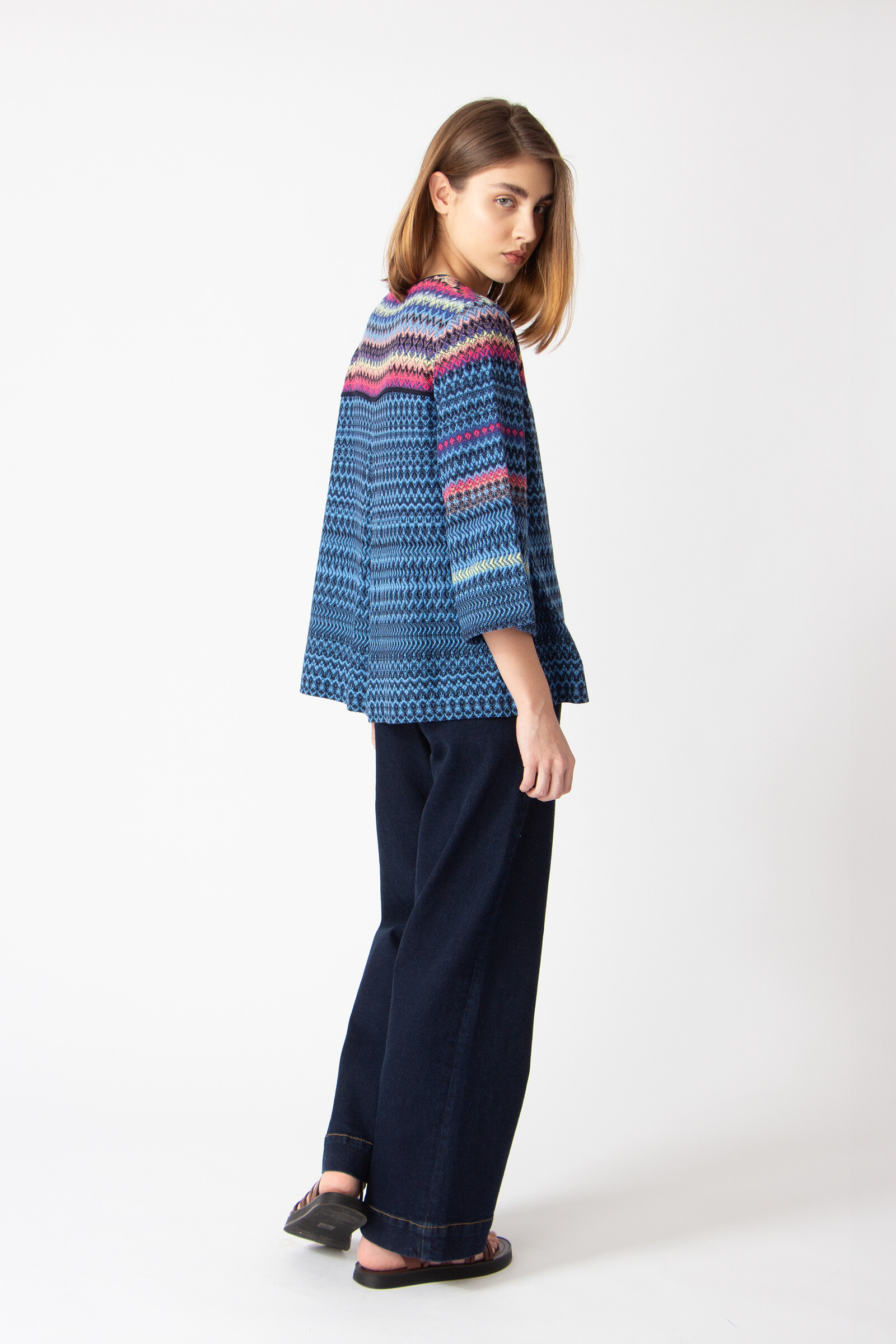 IVKO  Woman IVKO - Cardigan Retro Crochet Pattern Marine