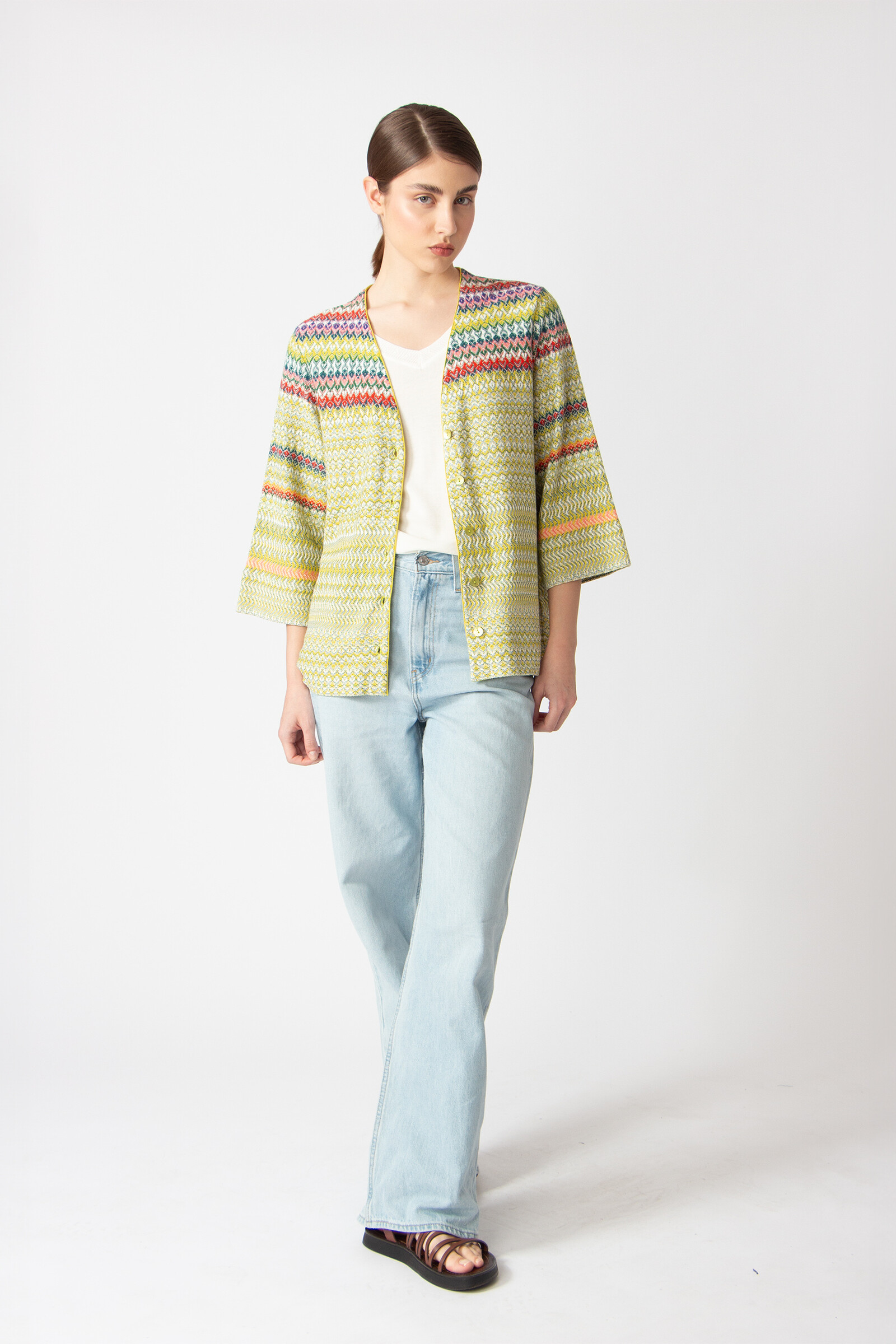 IVKO  Woman IVKO - Cardigan Retro Crochet Pattern Yellow