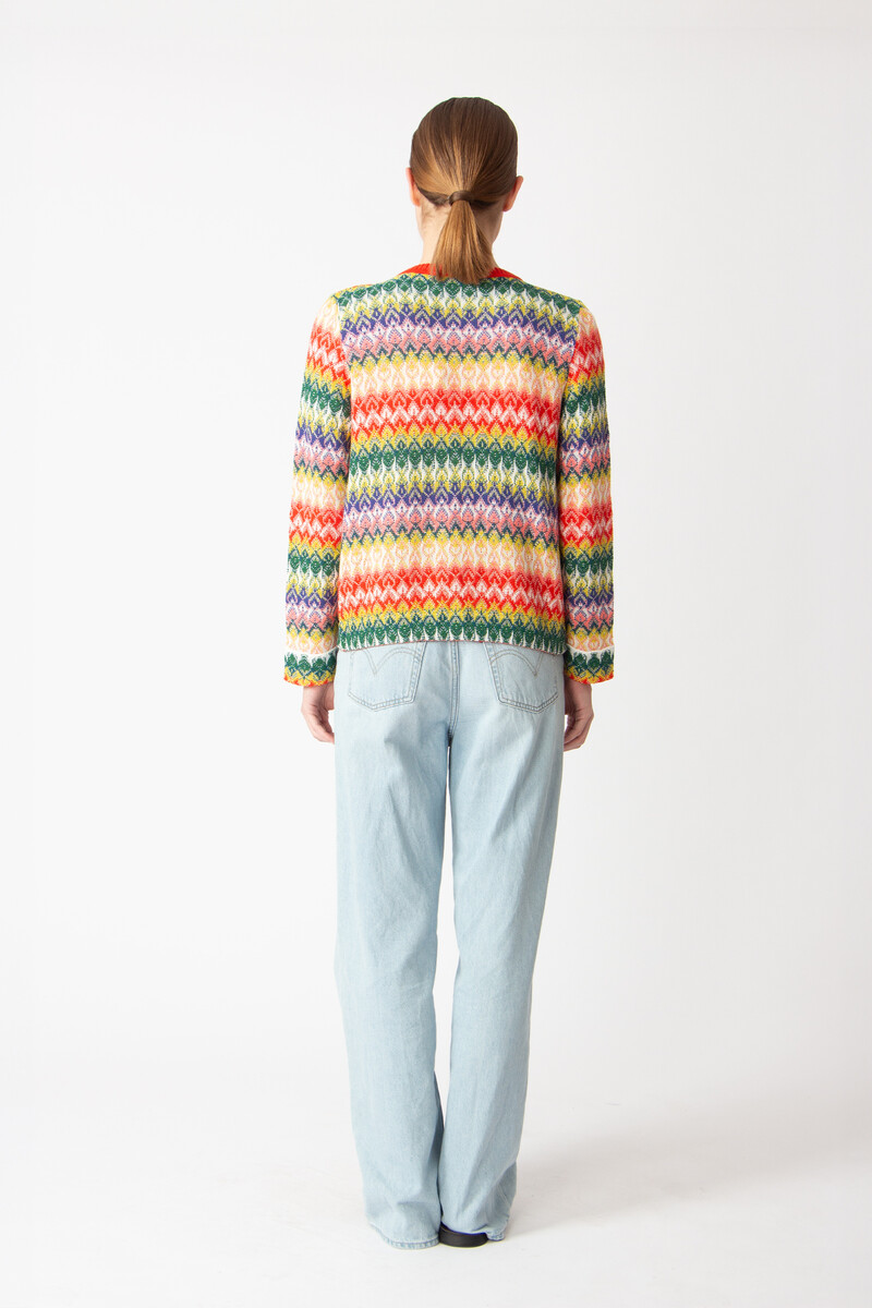 IVKO - Cardigan O-Neck Retro Crochet Pattern Yellow