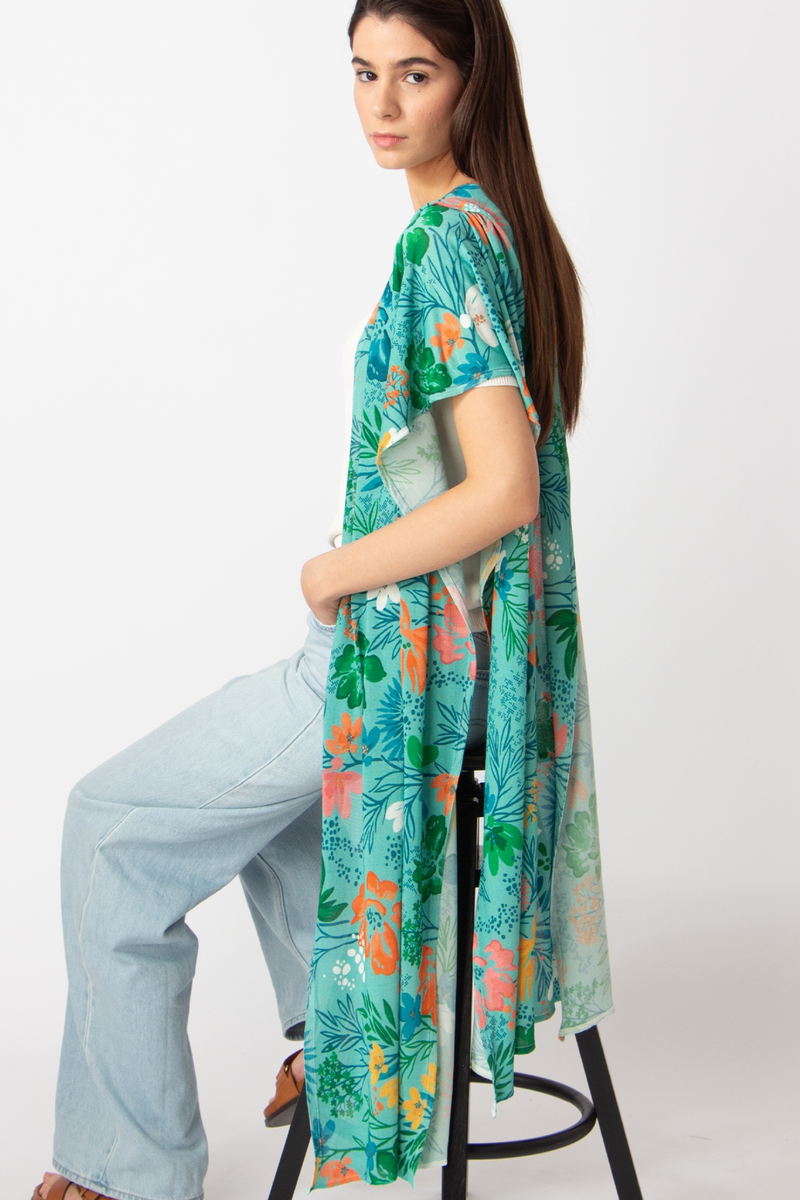 IVKO - Printed Scarf Floral Print Aqua