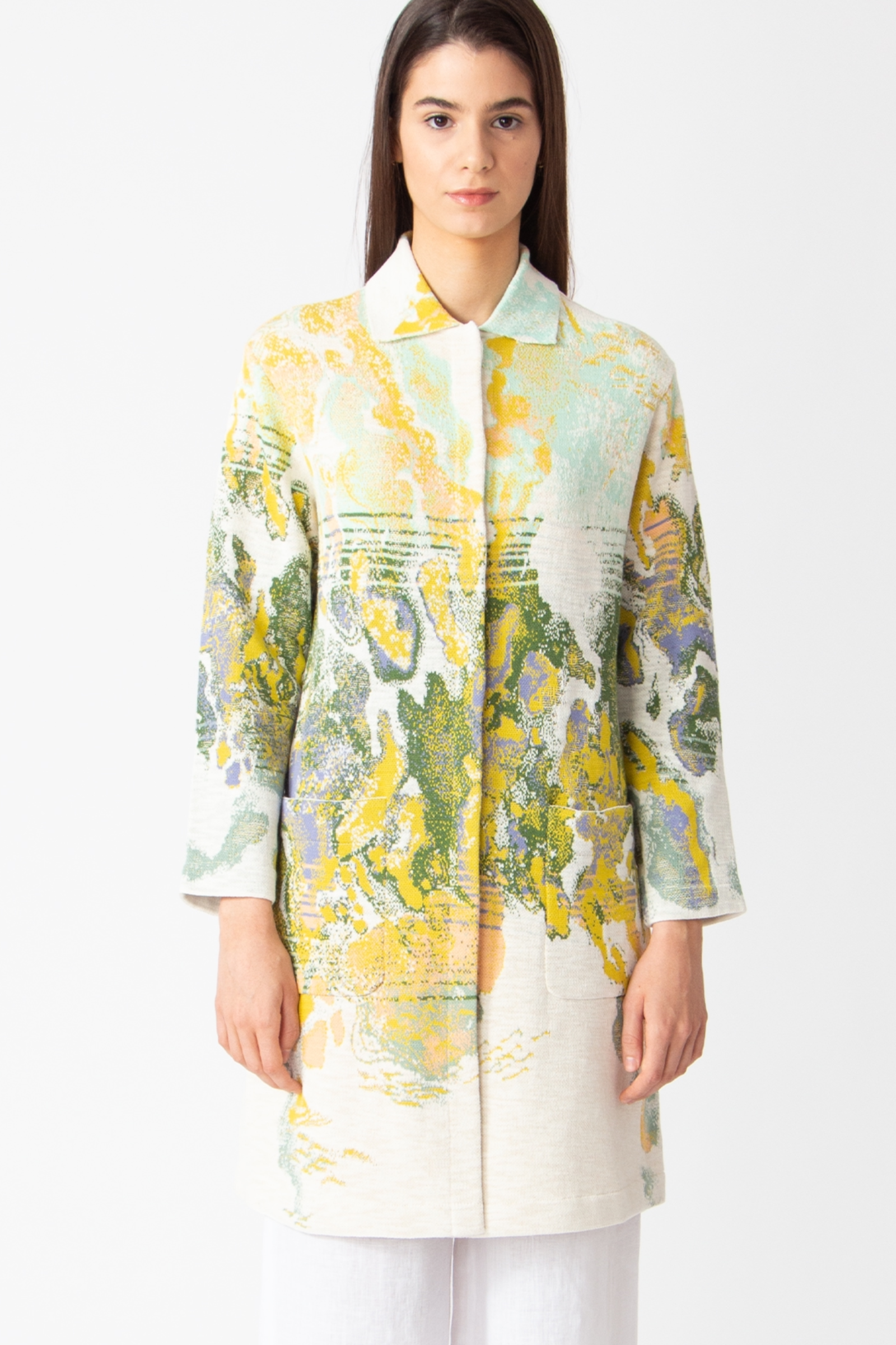 IVKO  Woman IVKO - Jacquard Coat Terrain Pattern White