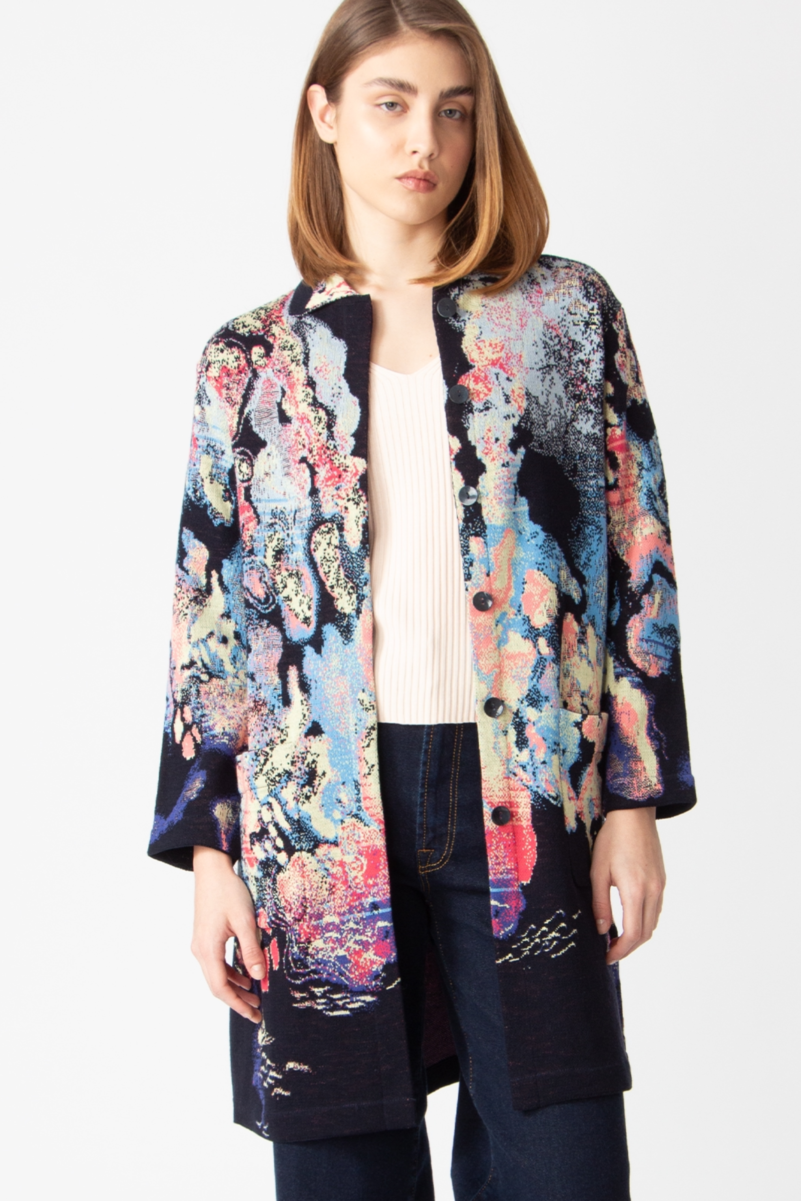 IVKO  Woman IVKO - Jacquard Coat Terrain Pattern Marine