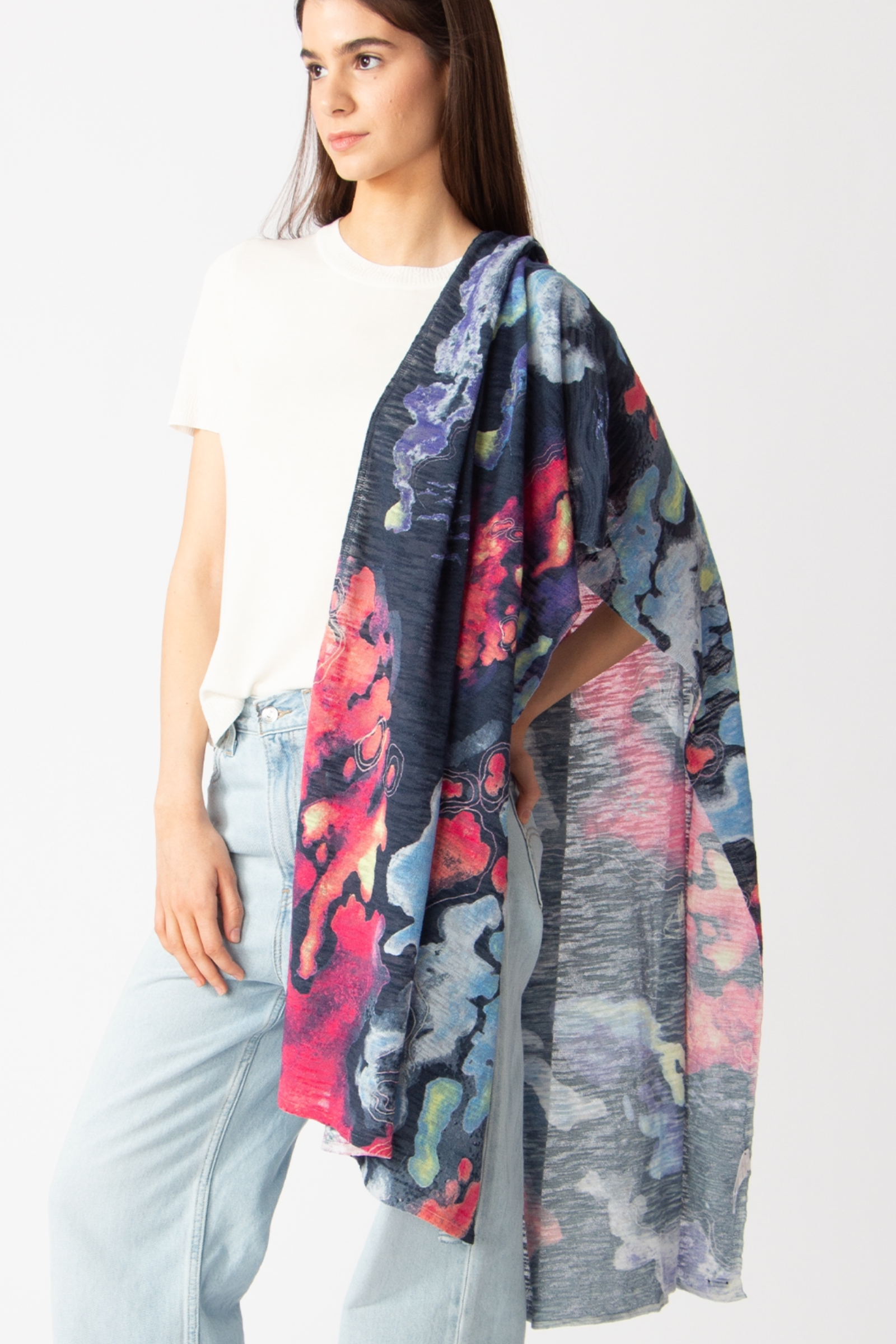 IVKO  Woman IVKO - Printed Scarf Terrain Pattern Marine