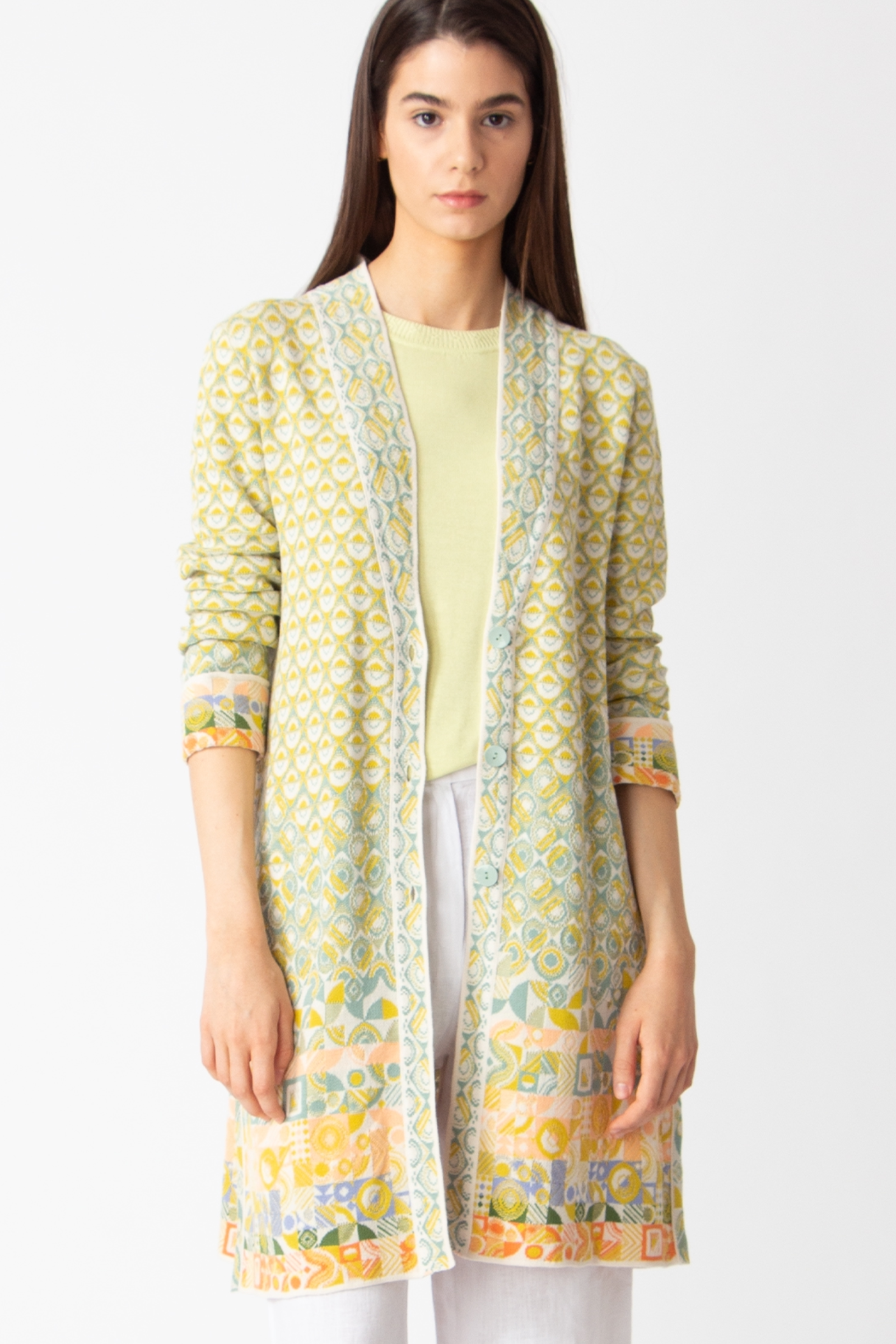 IVKO  Woman IVKO - Jacquard Coatigan Mix & Match Pattern White