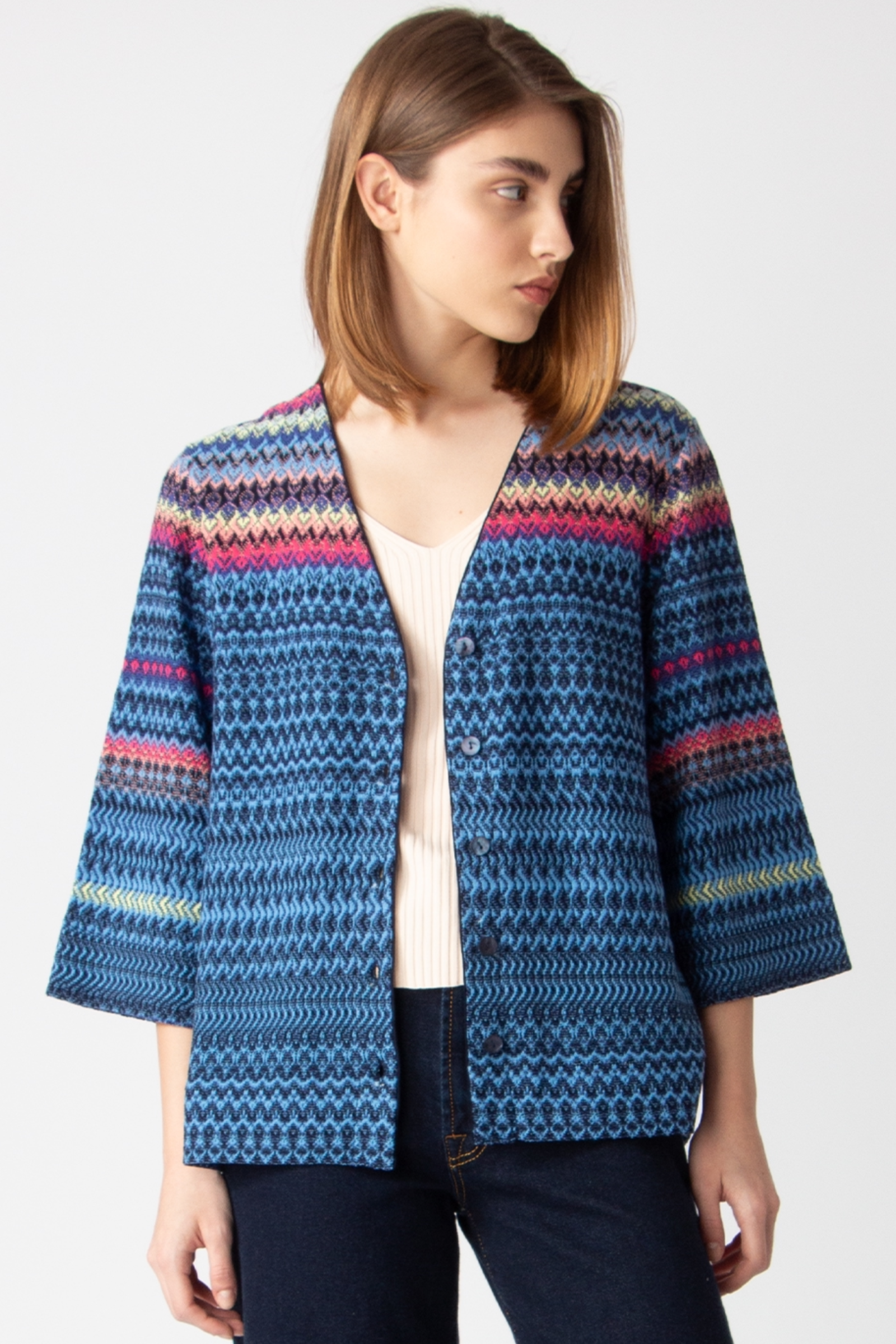 IVKO  Woman IVKO - Cardigan Retro Crochet Pattern Marine