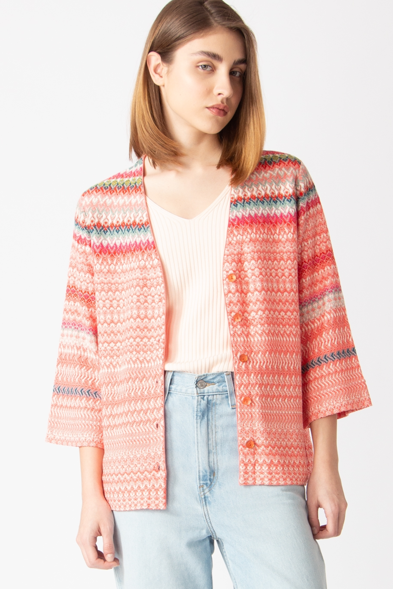 IVKO  Woman IVKO - Cardigan Retro Crochet Pattern Coral