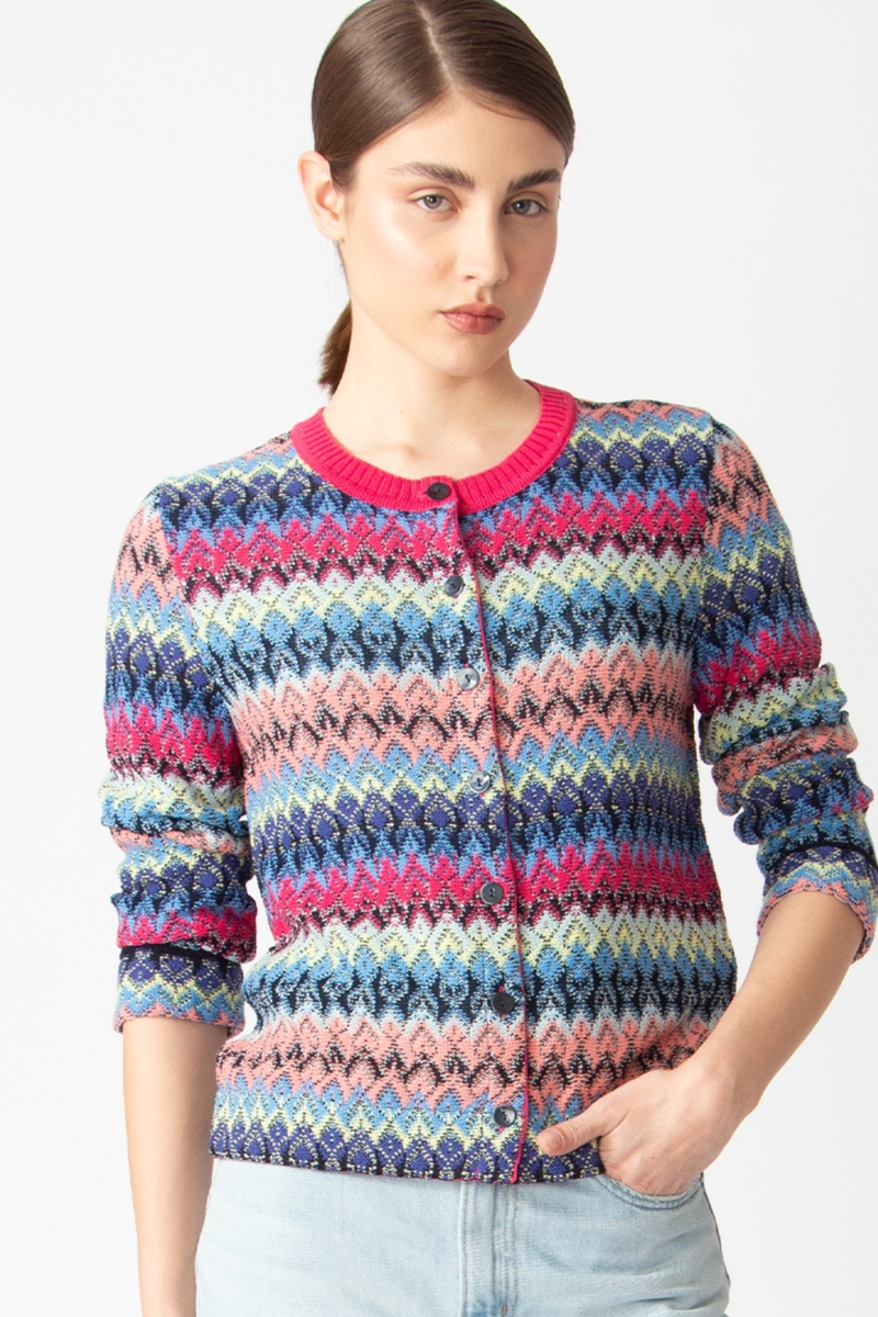 IVKO - Cardigan O-Neck Retro Crochet Pattern Marine