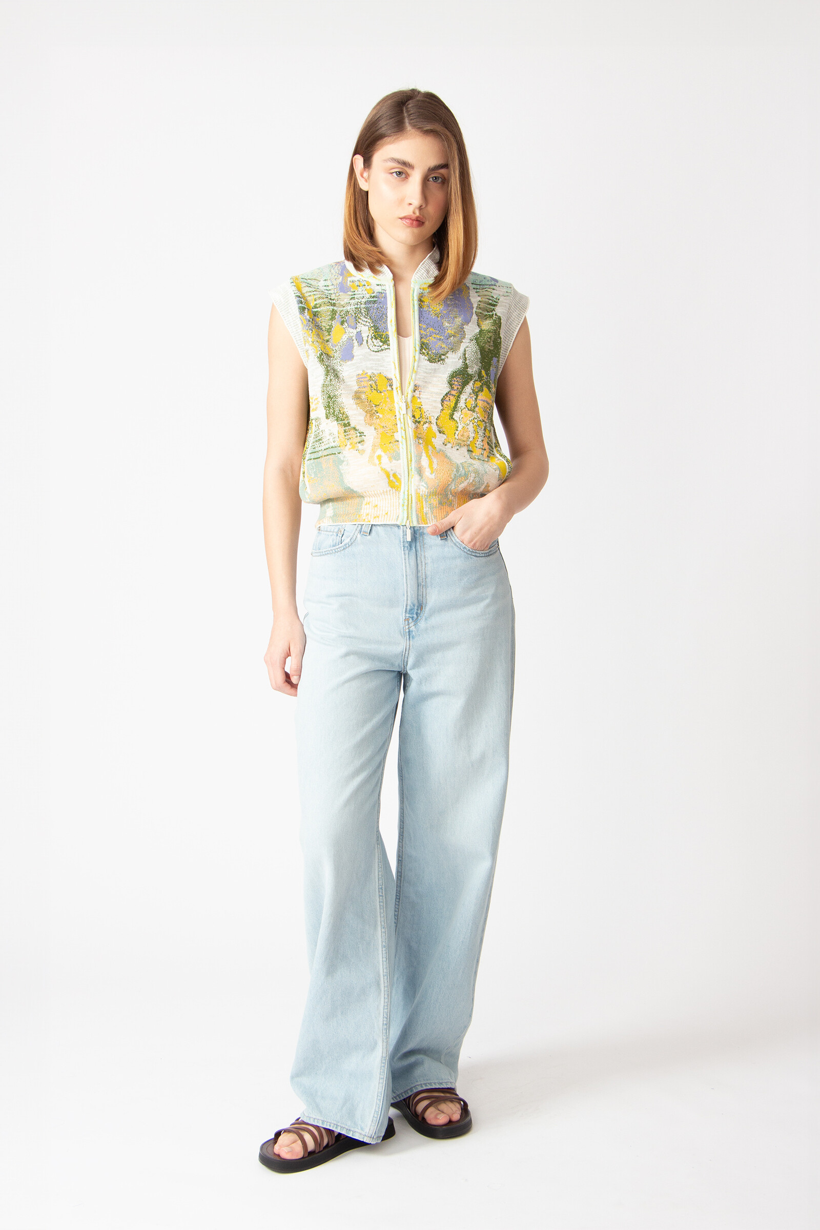 IVKO  Woman IVKO - Sleeveless Jacket Terrain Pattern White