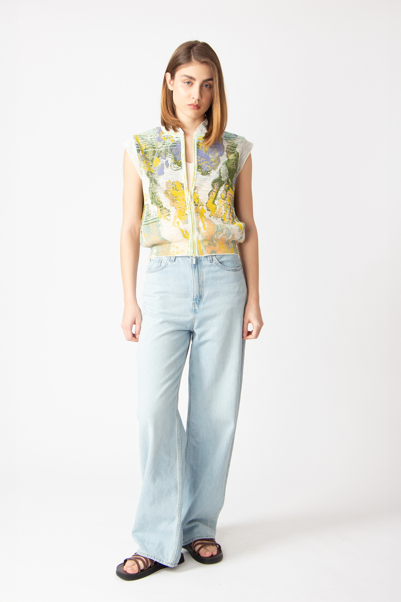 IVKO  Woman IVKO - Sleeveless Jacket Terrain Pattern White