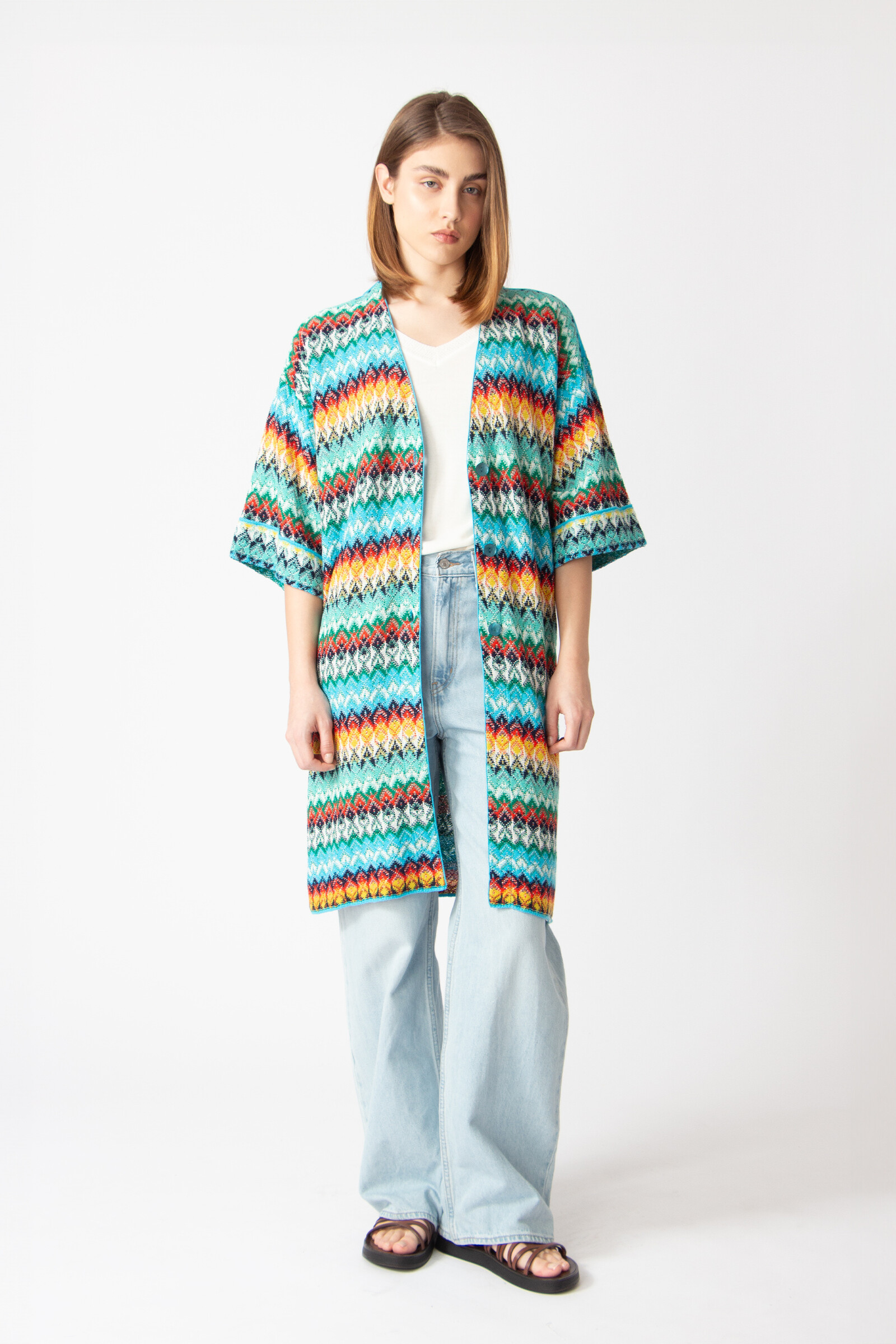 IVKO  Woman IVKO - Long Coatigan Retro Crochet Pattern Capri