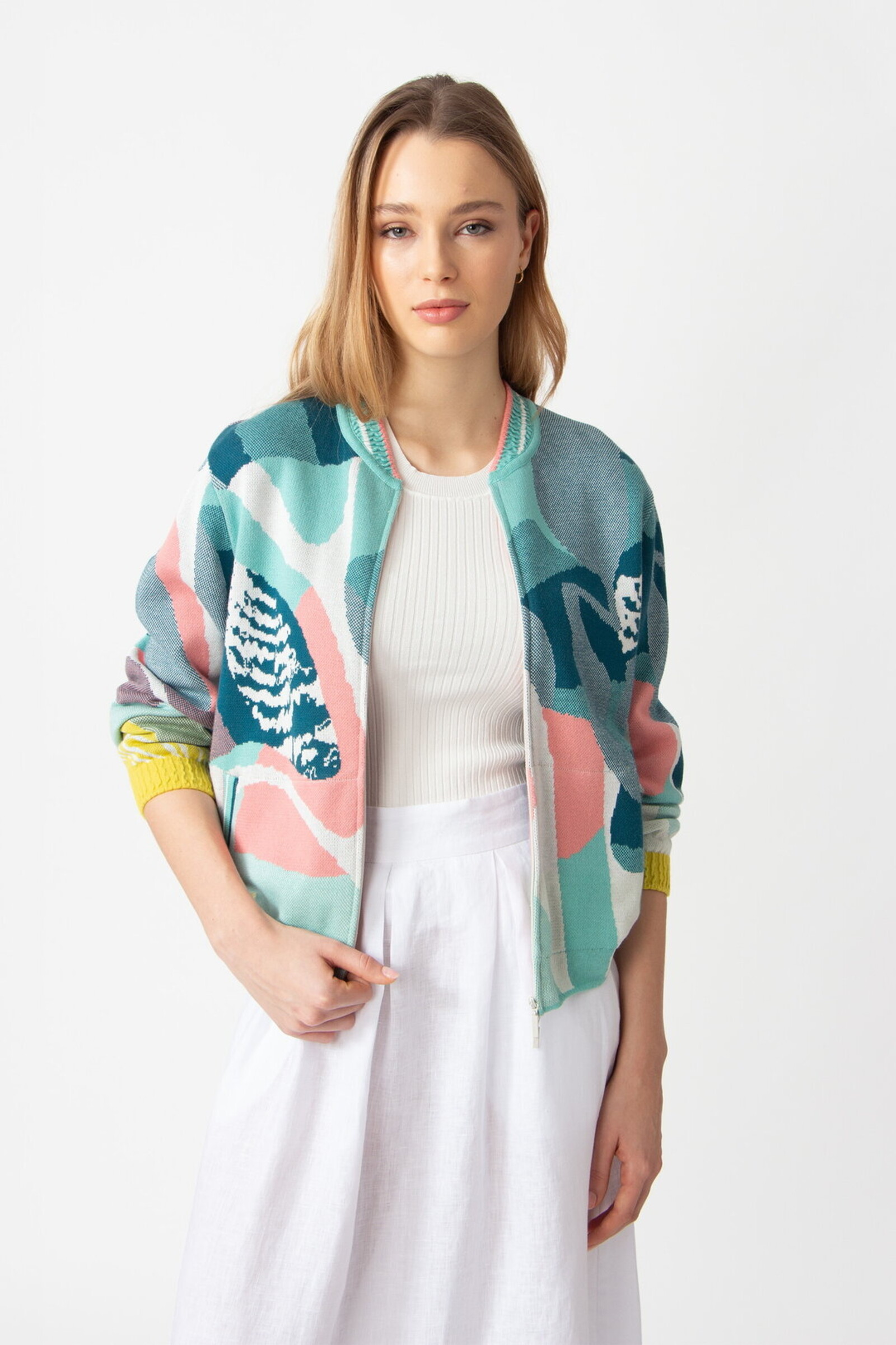 IVKO  Woman IVKO - Bomber Jacket Maximalist Tropics Pattern Aqua