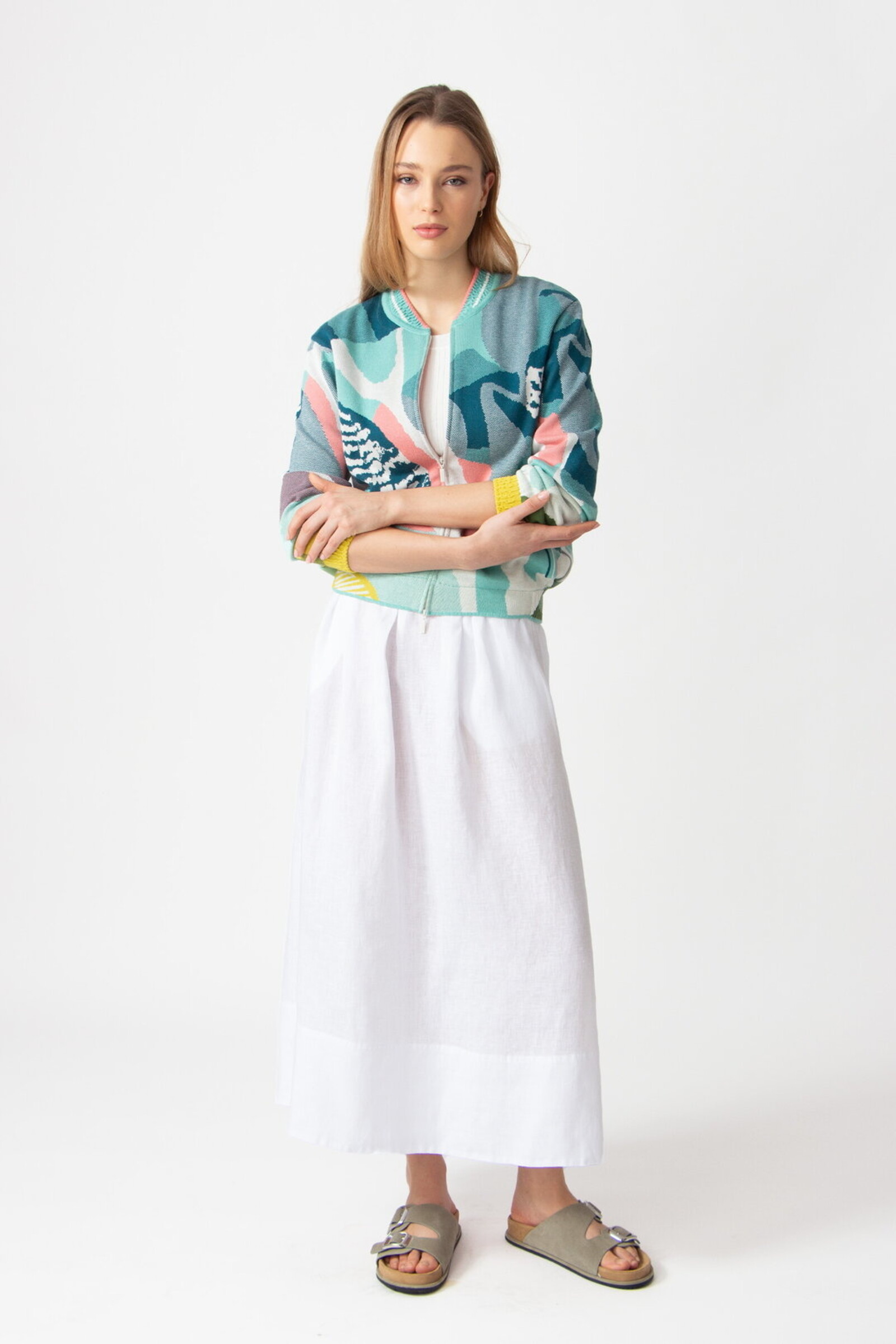 IVKO  Woman IVKO - Bomber Jacket Maximalist Tropics Pattern Aqua