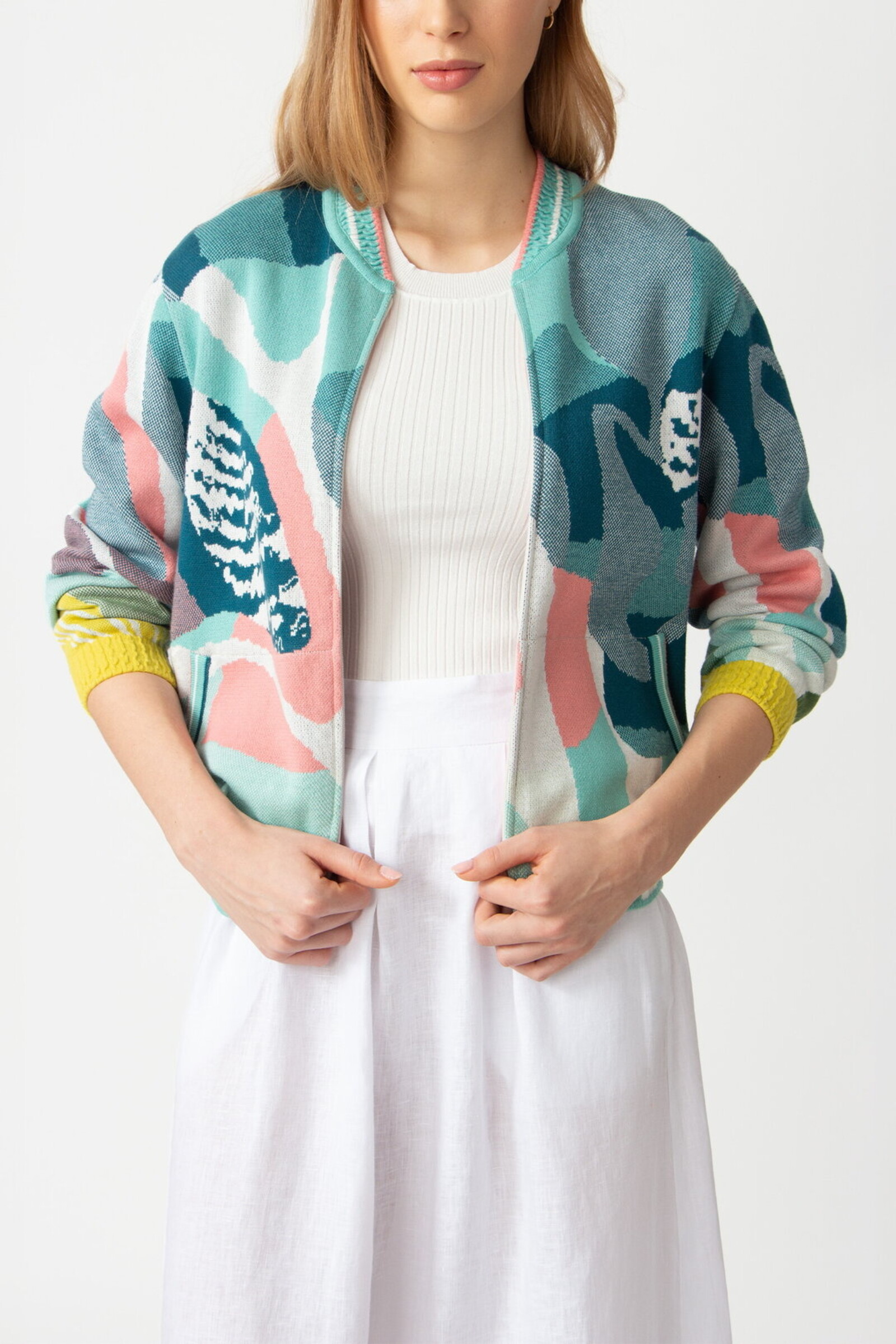 IVKO  Woman IVKO - Bomber Jacket Maximalist Tropics Pattern Aqua