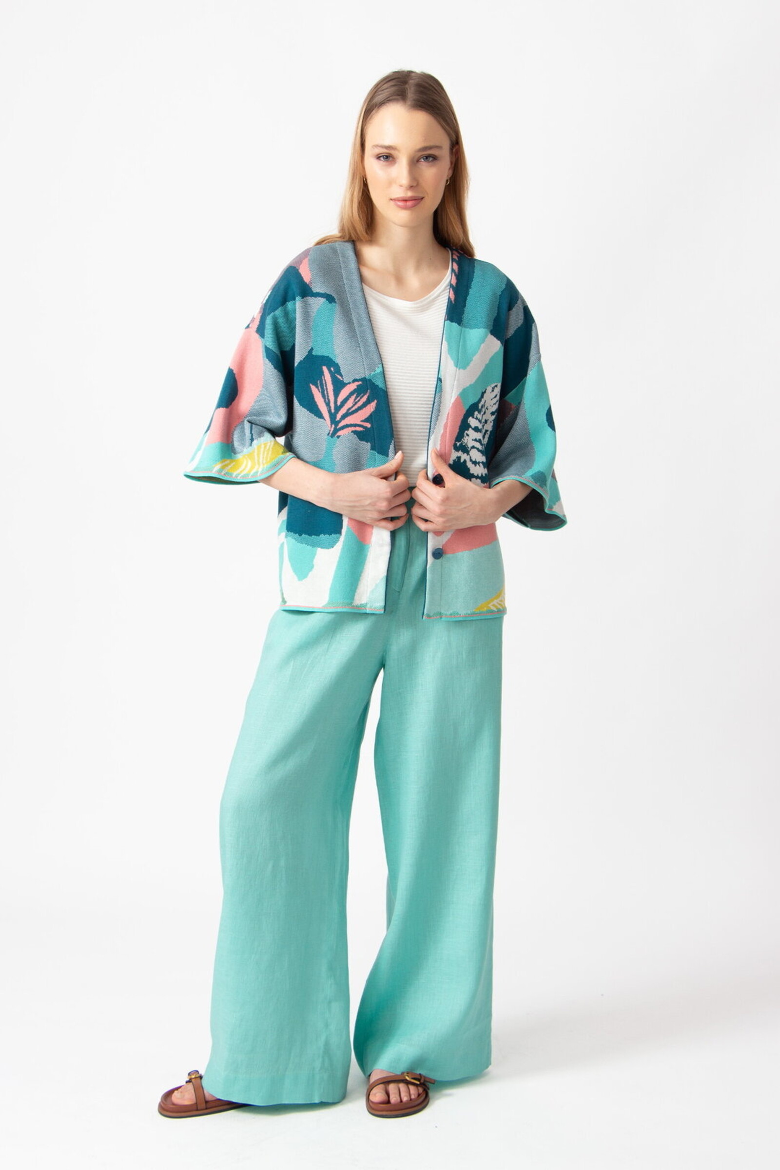 IVKO  Woman IVKO - Knitted Cardigan Maximalist Tropics Pattern Aqua
