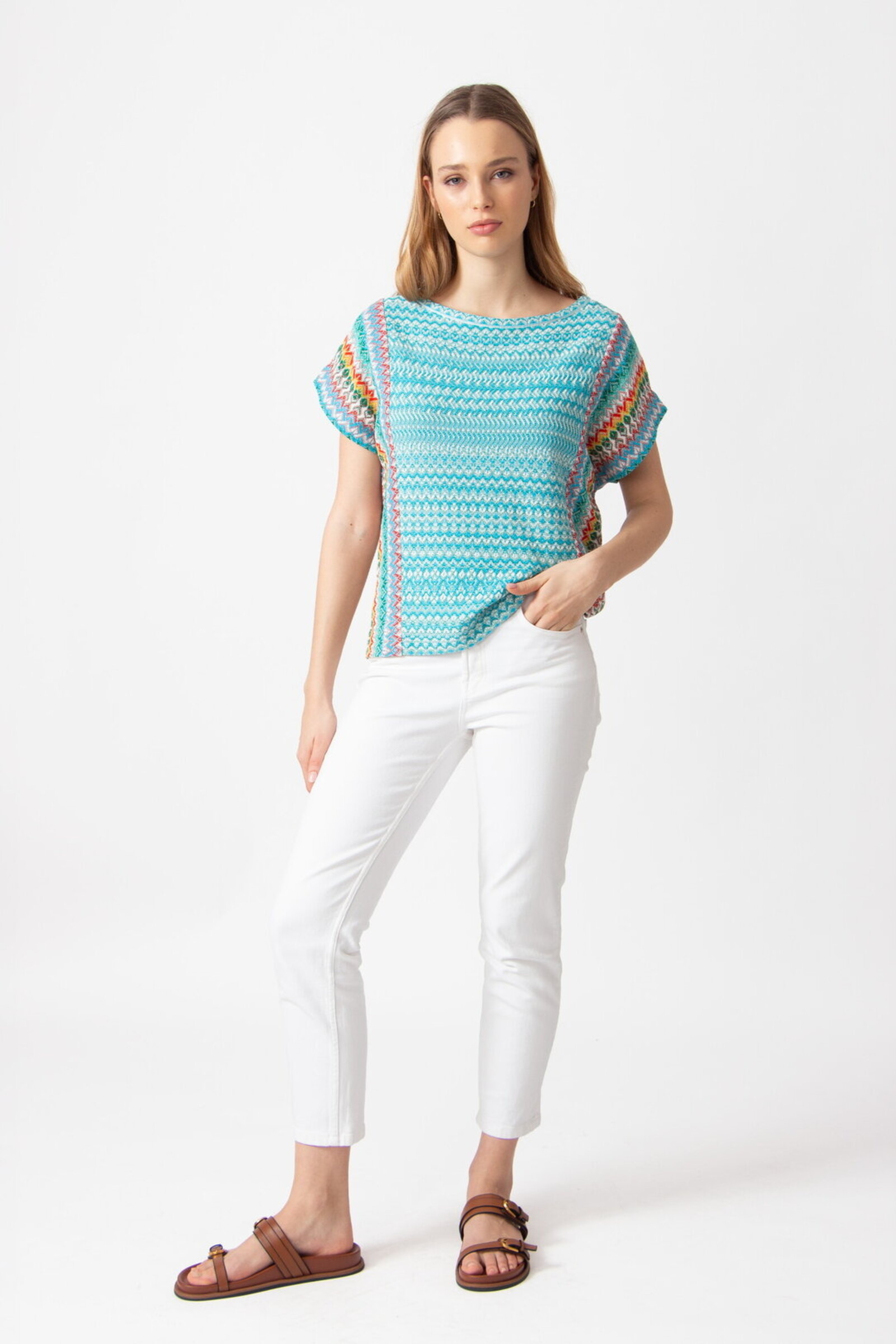 IVKO  Woman IVKO - Pullover O-Neck Retro Crochet Pattern Capri
