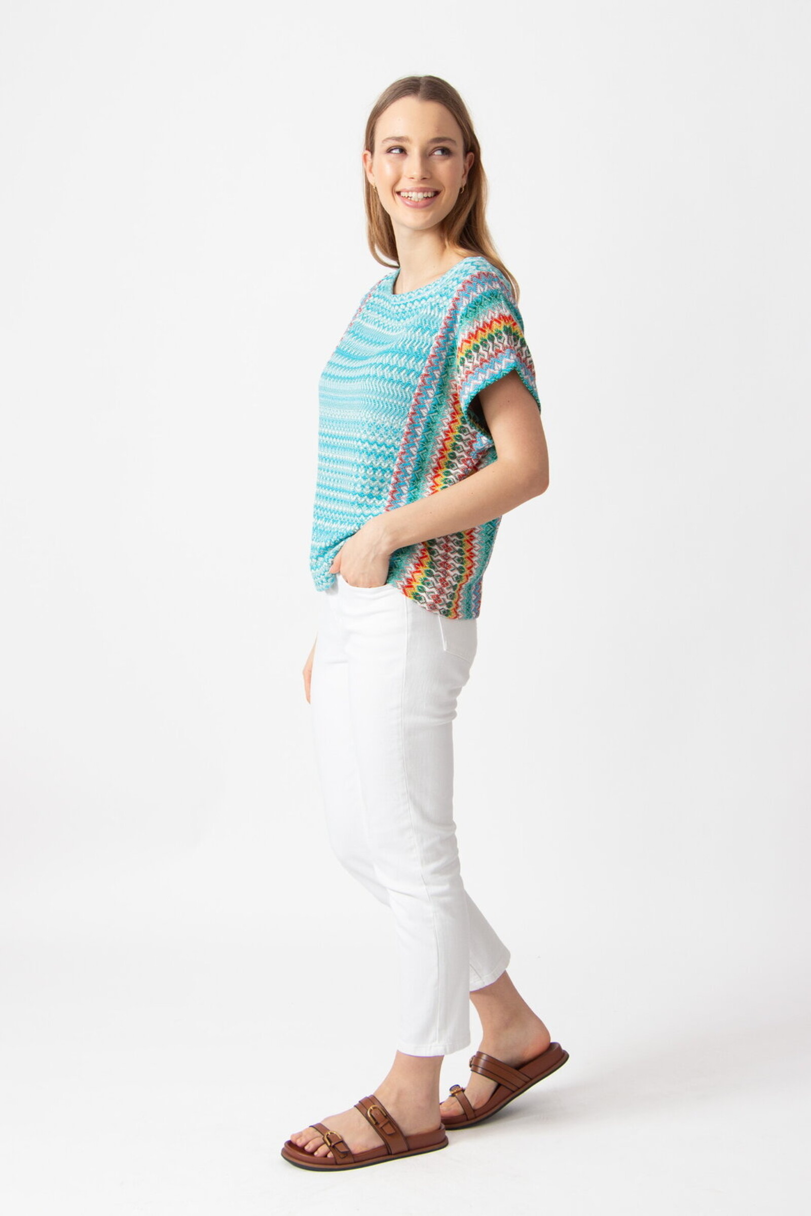 IVKO  Woman IVKO - Pullover O-Neck Retro Crochet Pattern Capri