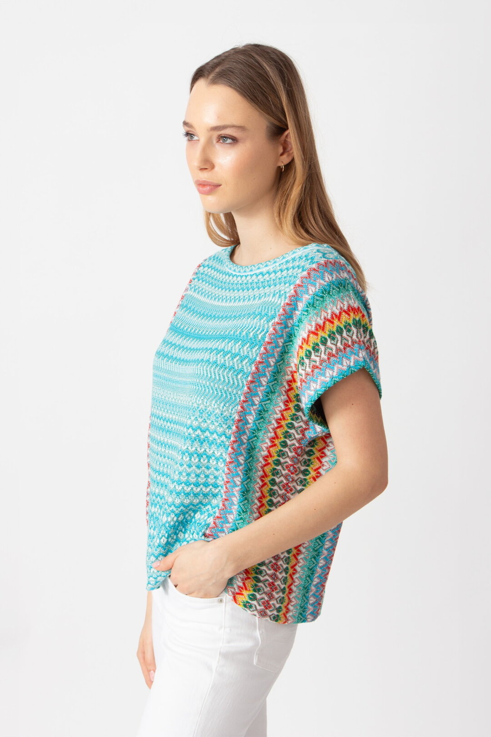 IVKO  Woman IVKO - Pullover O-Neck Retro Crochet Pattern Capri